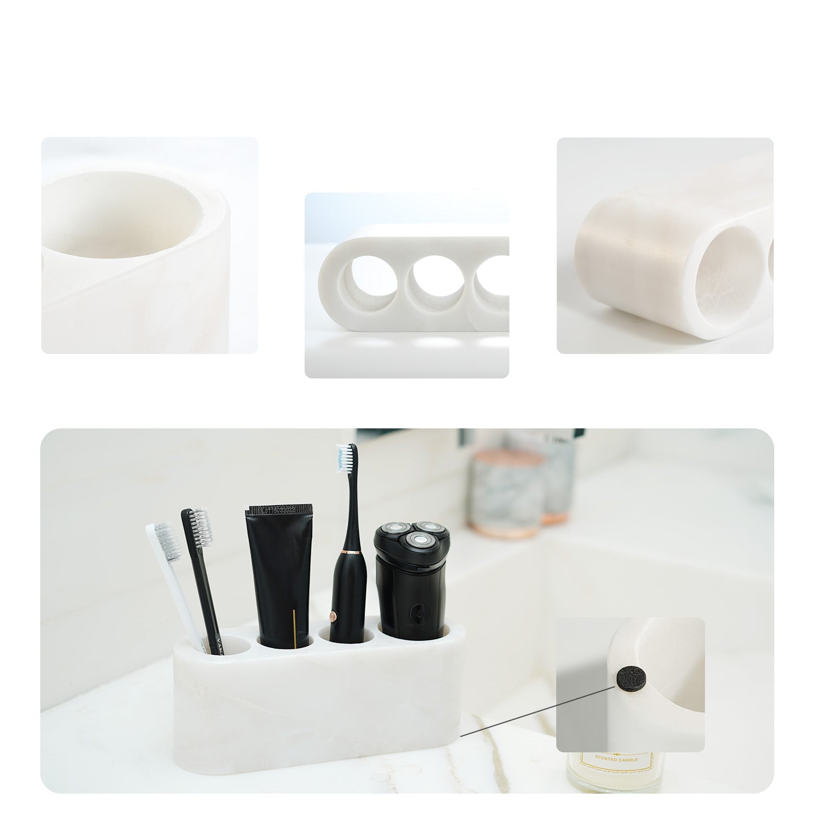 Koville Natural Marble natural marble toothbrush holder in Karibib Ice for bathroom vanity