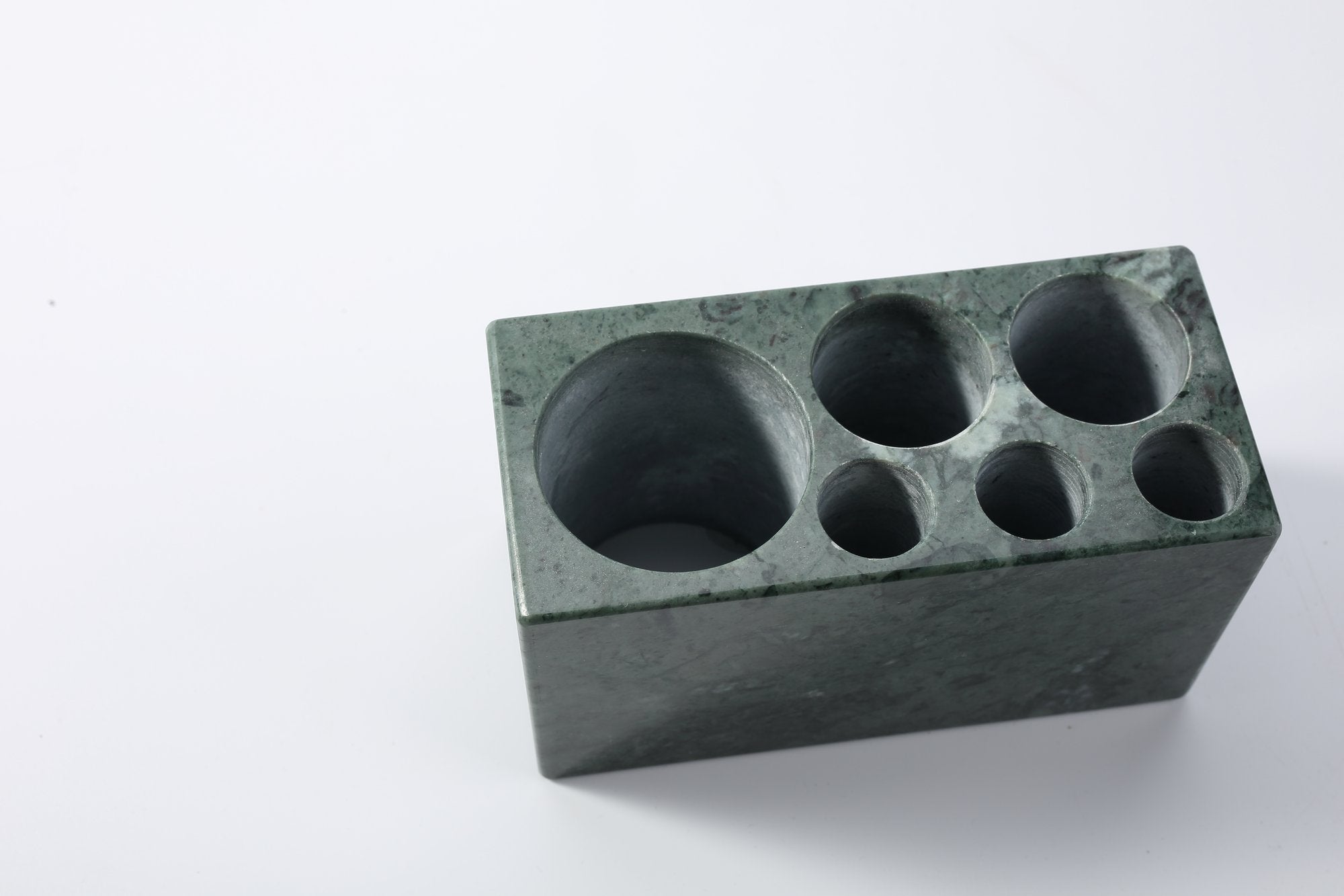Koville Natural Marble natural stone toothbrush holder in Indian Green for bathroom vanity