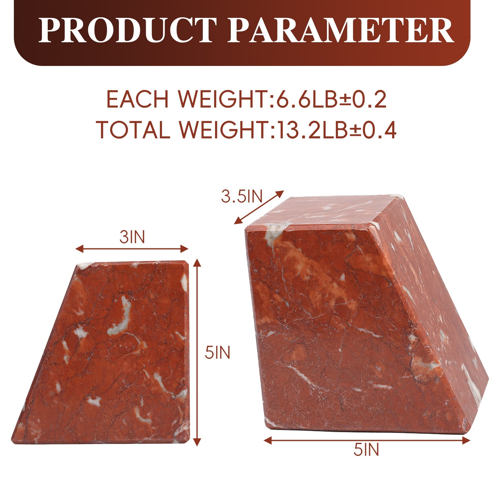 Koville Natural Stone Trapezoid Bookends in Five Sizes in natural stone, product view 3