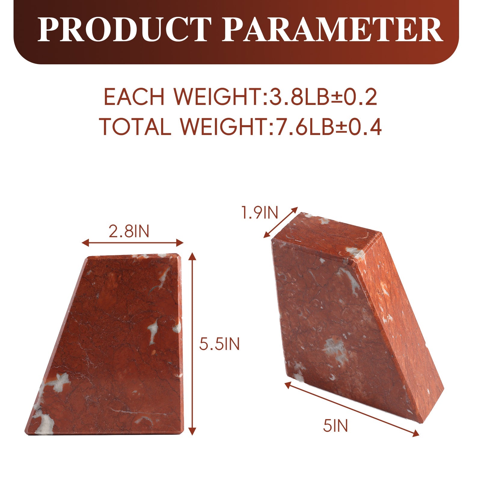 Koville Natural Stone Trapezoid Bookends in Five Sizes in natural stone, product view 11