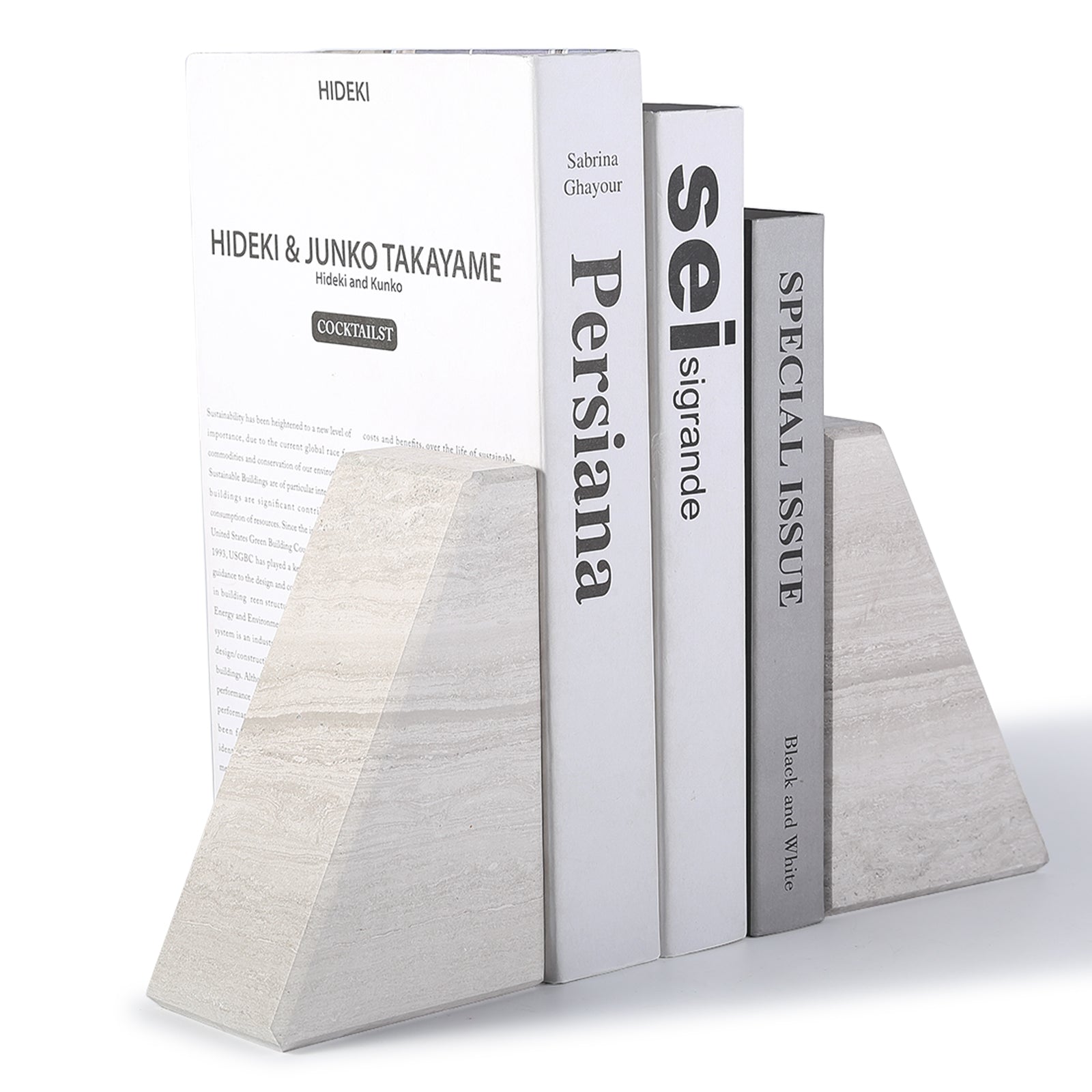 Koville Natural Stone Trapezoid Bookends in Five Sizes in natural stone, product view 100