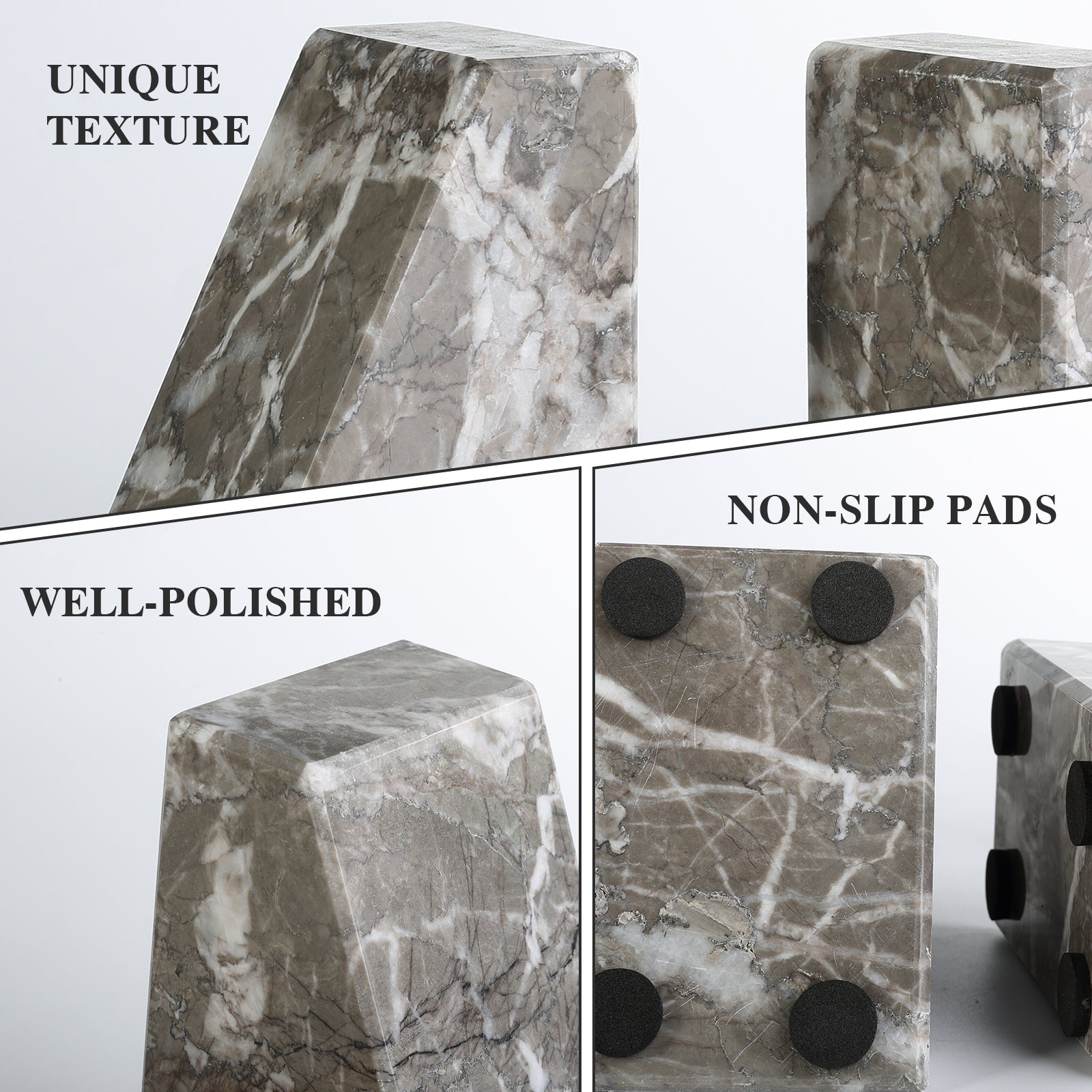 Koville Natural Stone Trapezoid Bookends in Five Sizes in natural stone, product view 64