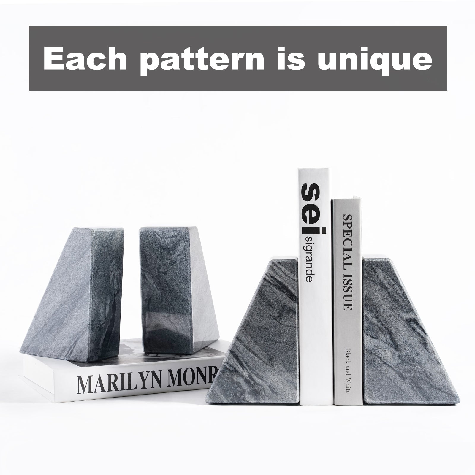 Koville Natural Stone Trapezoid Bookends in Five Sizes in natural stone, product view 53