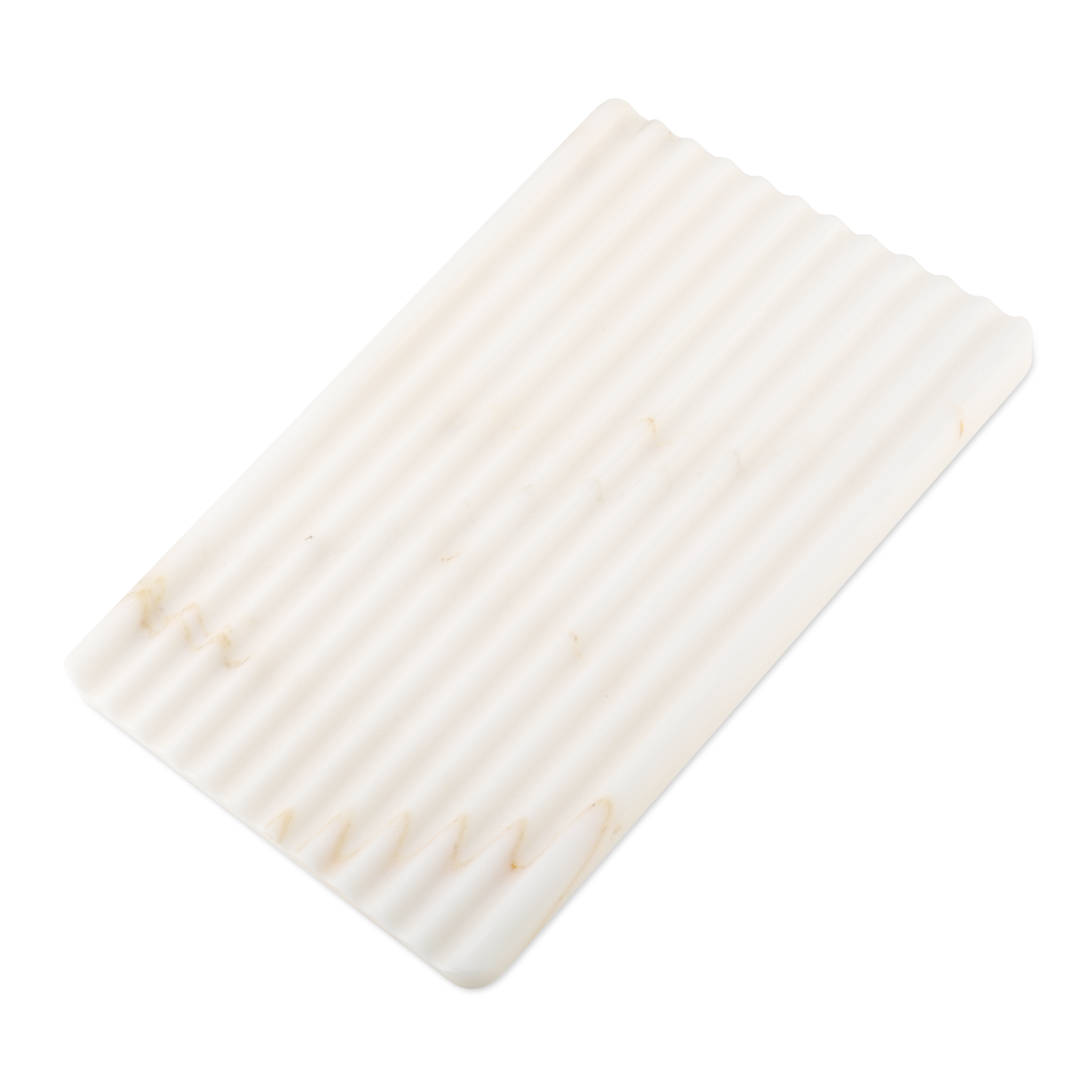 Koville Natural Marble Wavy Square Decorative Tray for Tabletop Styling in Golden Calacatta - natural stone finish