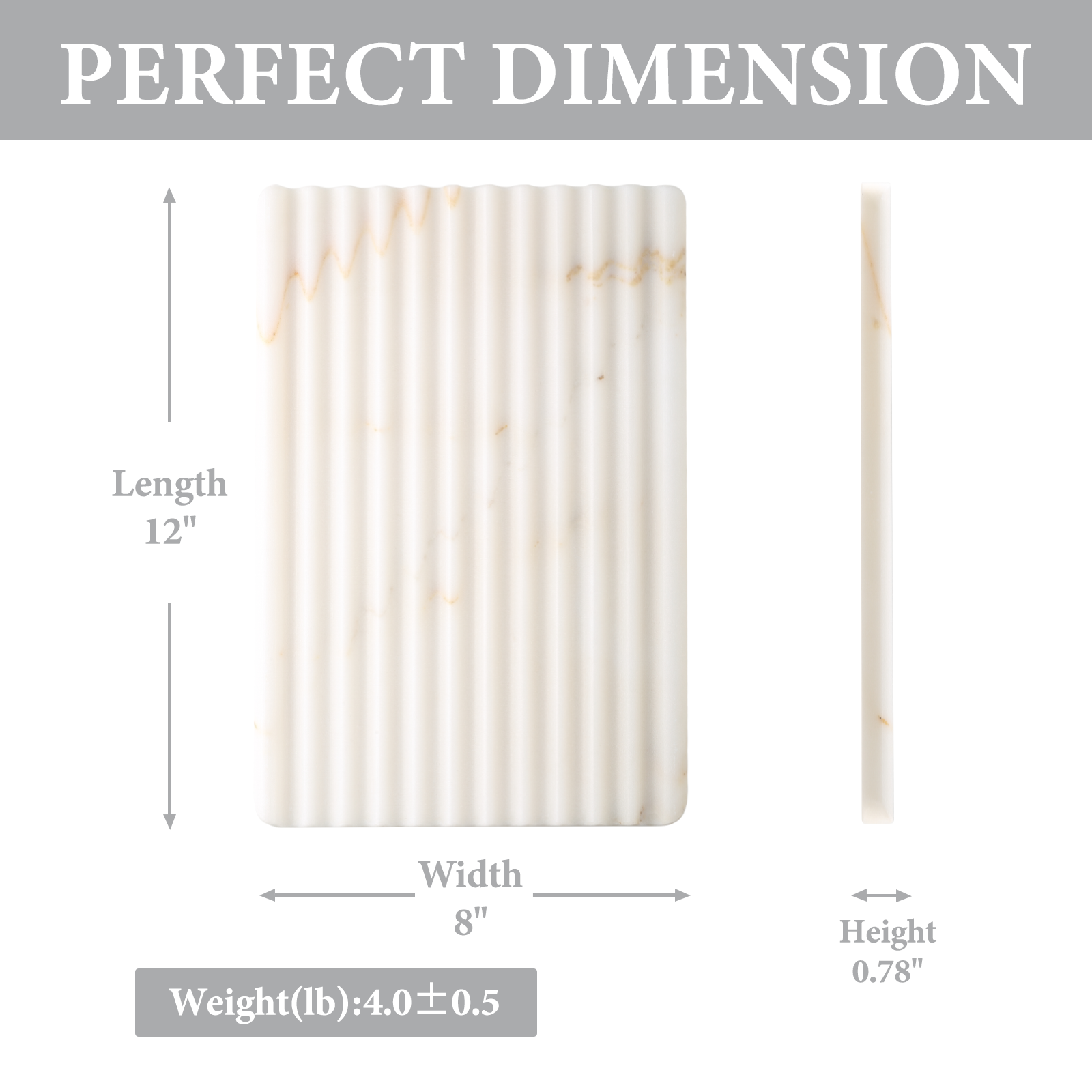 Koville Natural Marble Wavy Square Decorative Tray for Tabletop Styling in Golden Calacatta - product presentation