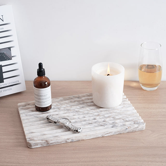 Koville Natural Stone Wavy Square Decorative Tray for Tabletop Styling in Palissandro Classico - material detail
