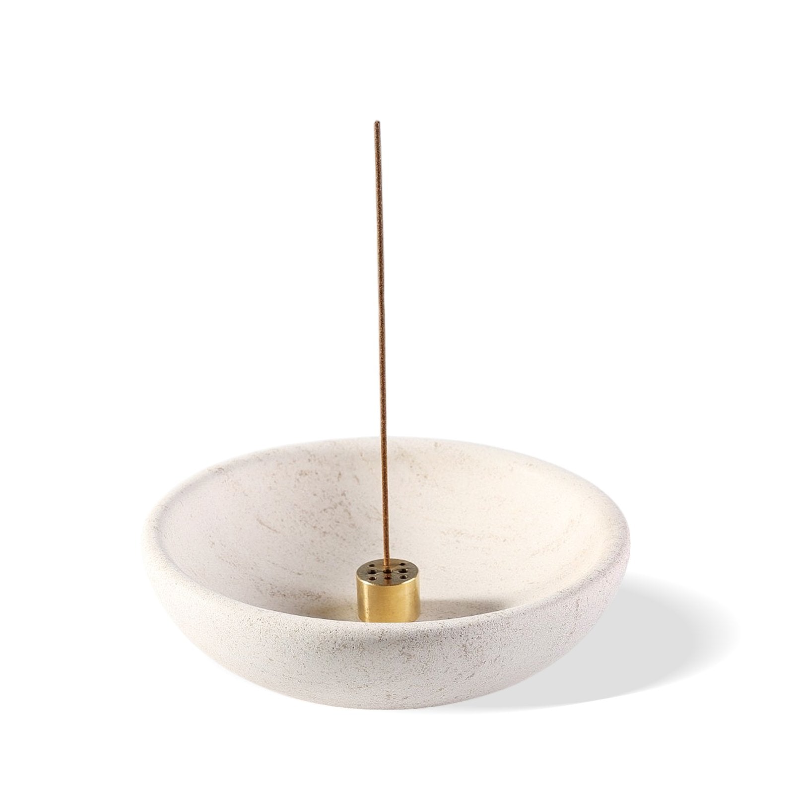 Koville natural marble incense holder pro d 150 t 40 in Moca Cream Media with burning incense stick