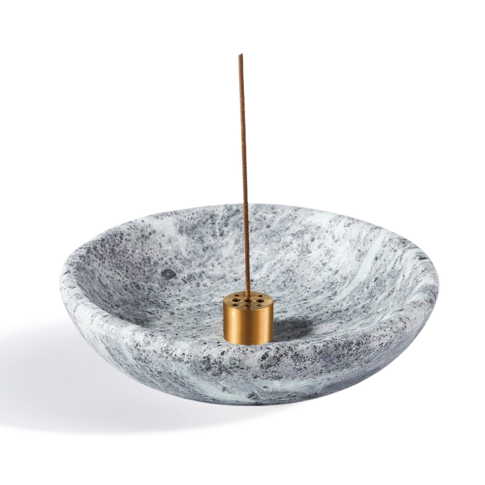 Koville natural marble incense holder pro d 150 t 40 in Soap Stone with burning incense stick