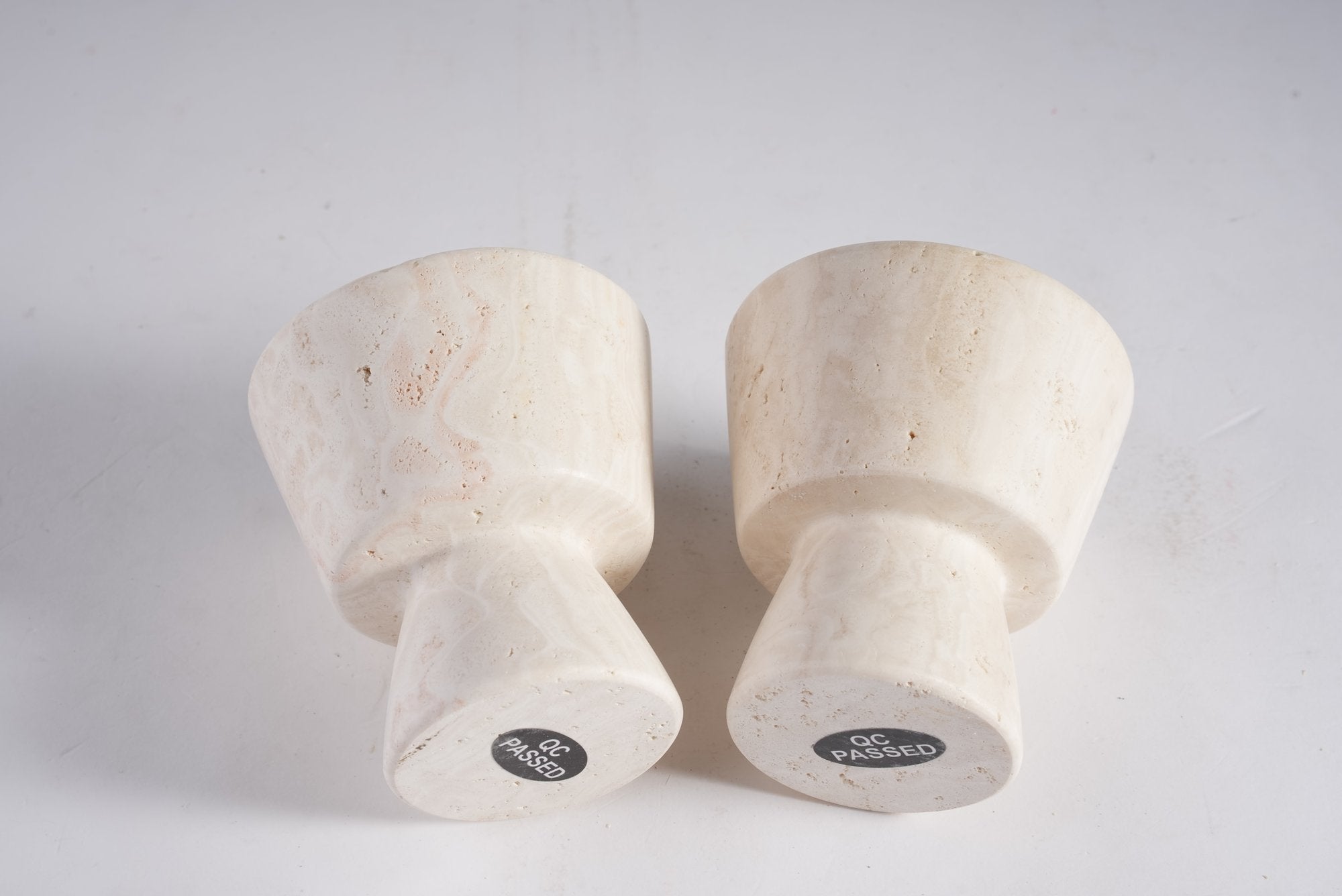 Koville natural marble king cup diffuser in Light BeigeTravertine on a shelf diffusing essential oils
