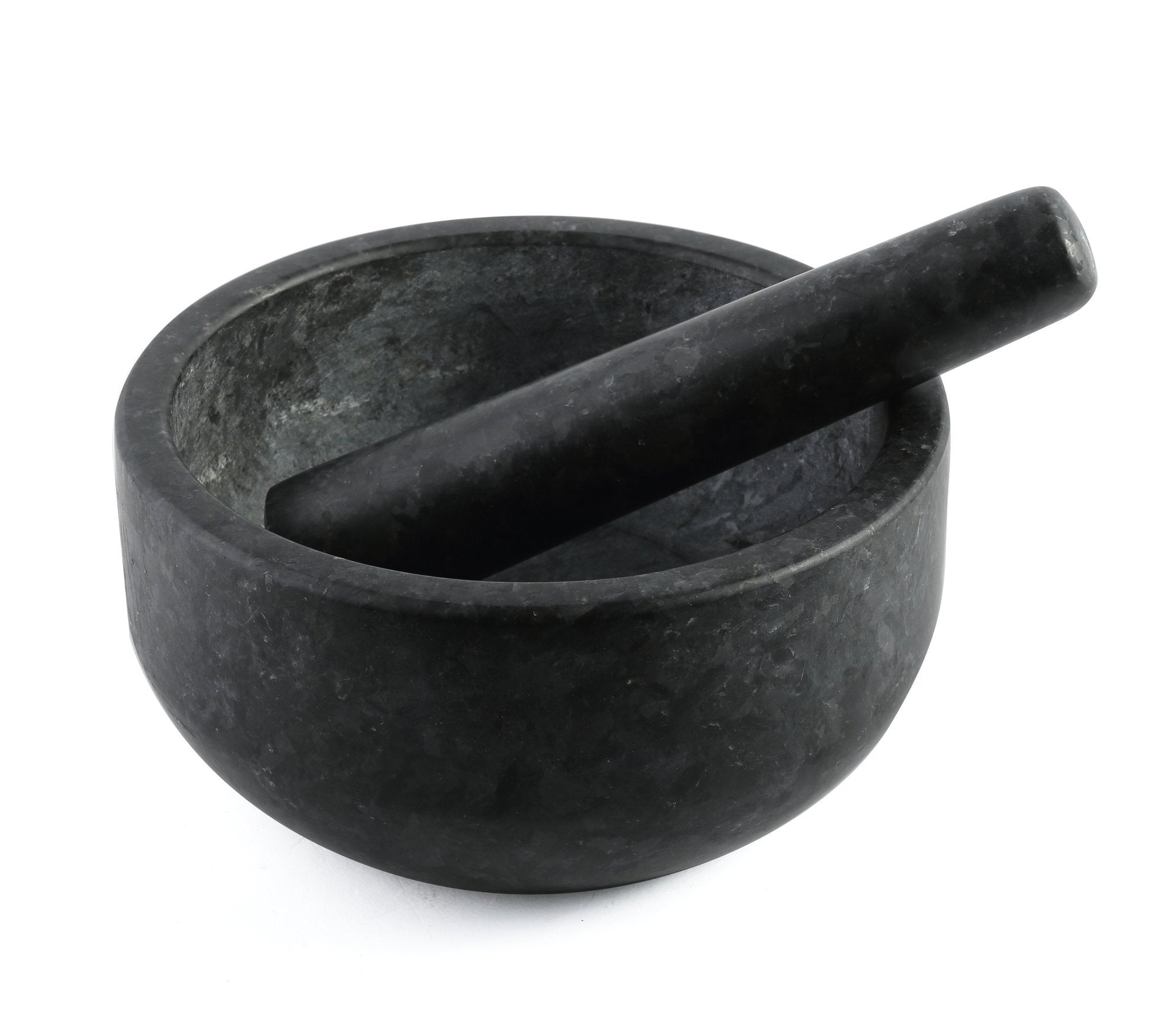 Koville natural marble mortar and pestle, smooth surface, D=178 mm, Angola Silver Black