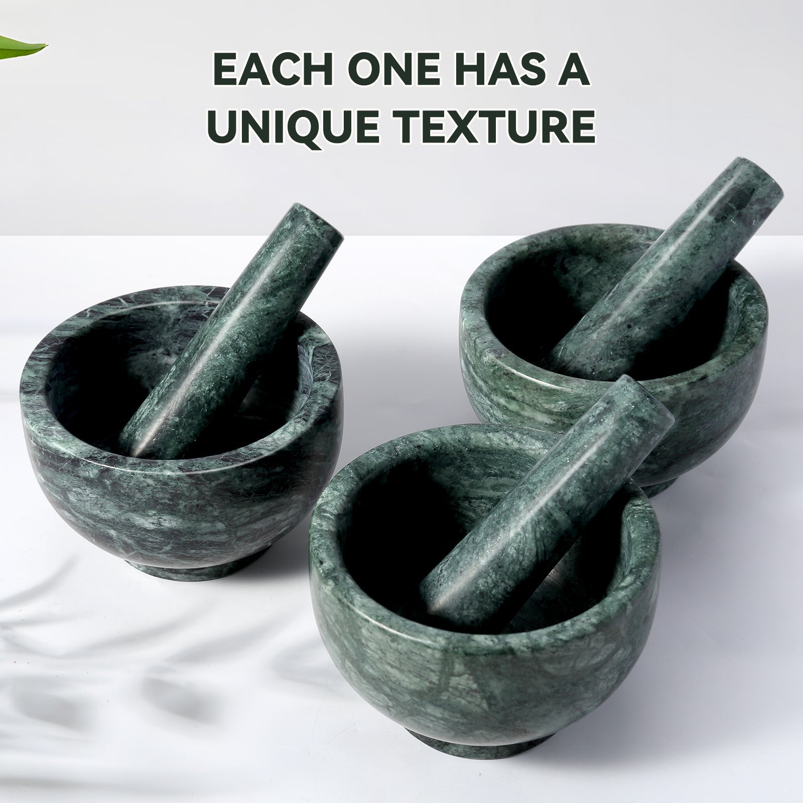 Koville honed Indian Green marble mortar and pestle, D=130 mm