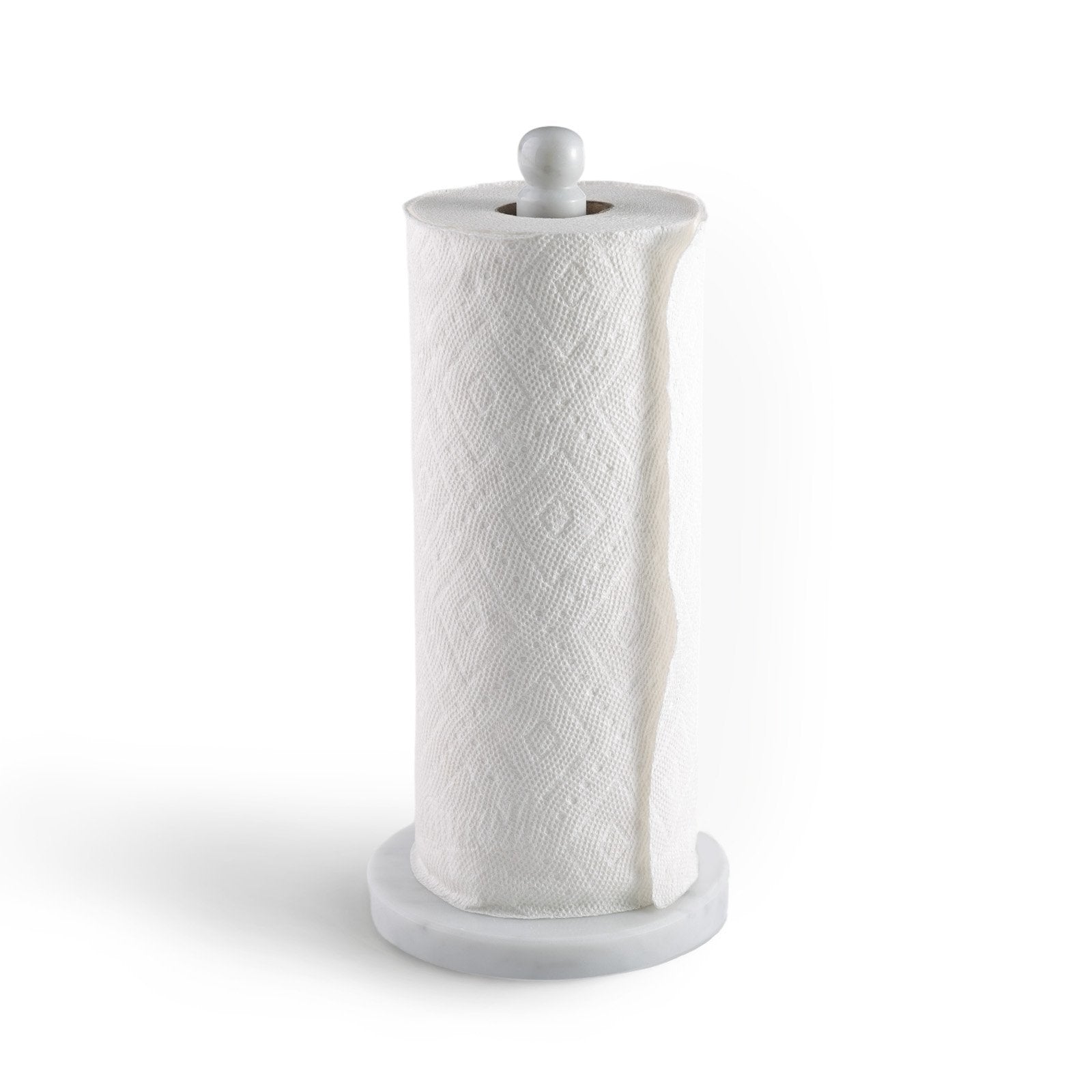 Koville Bianco Carrara natural marble paper towel holder with stone rod