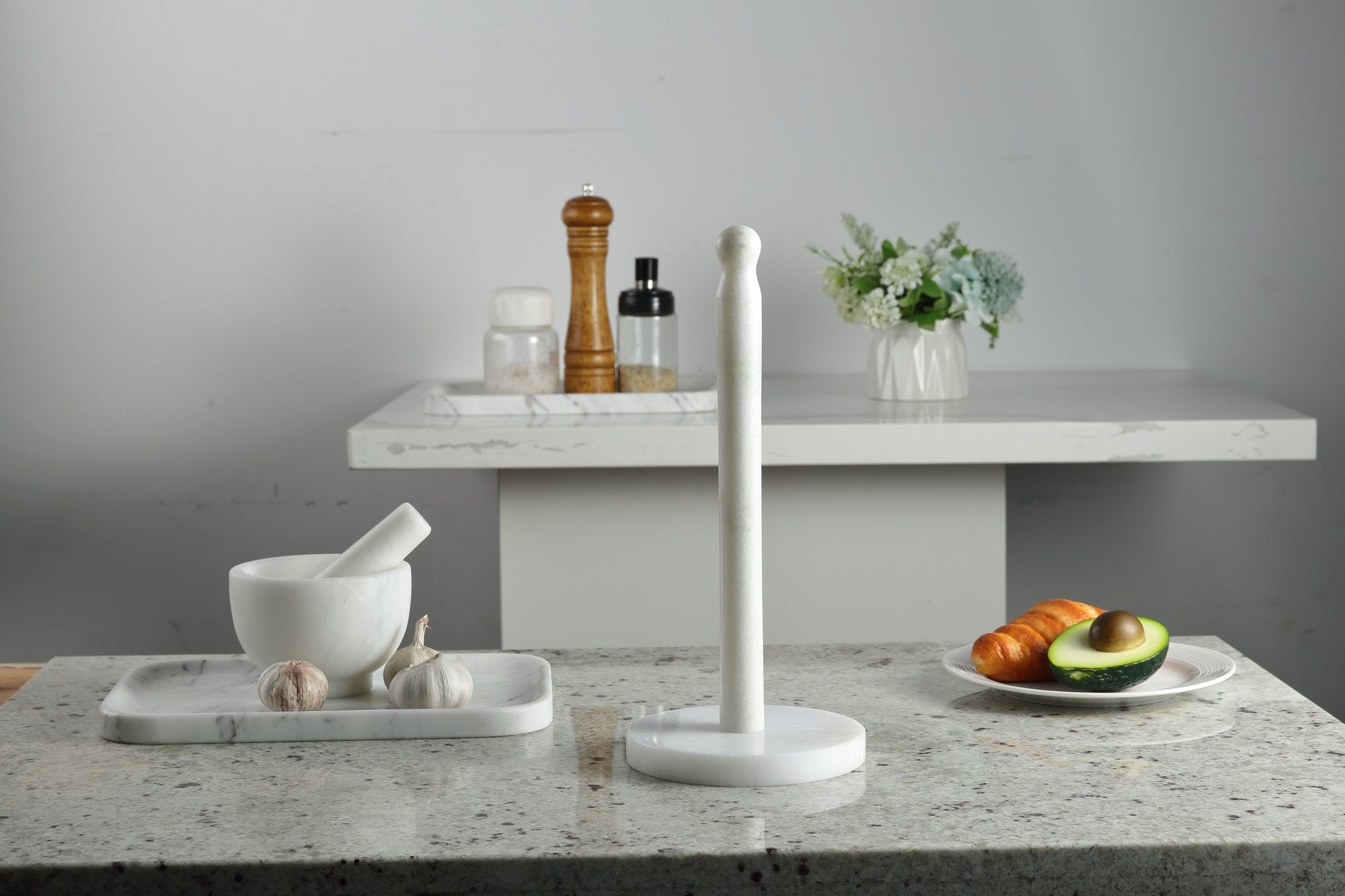 Koville Namib Fantasy natural marble paper towel holder with stone rod