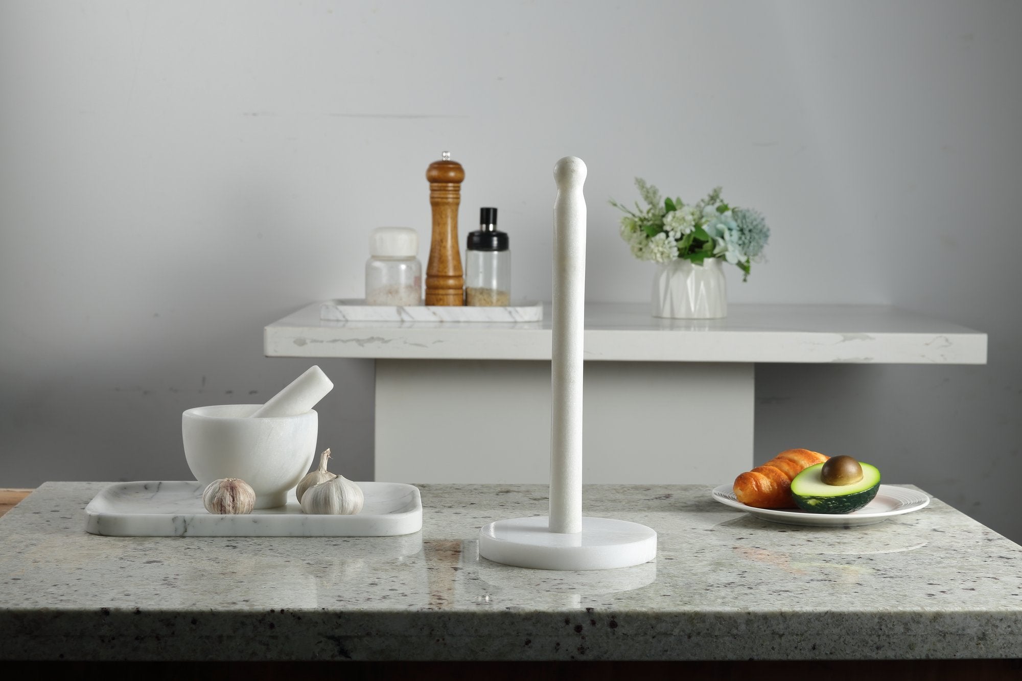Koville Namib Fantasy natural marble paper towel holder with stone rod