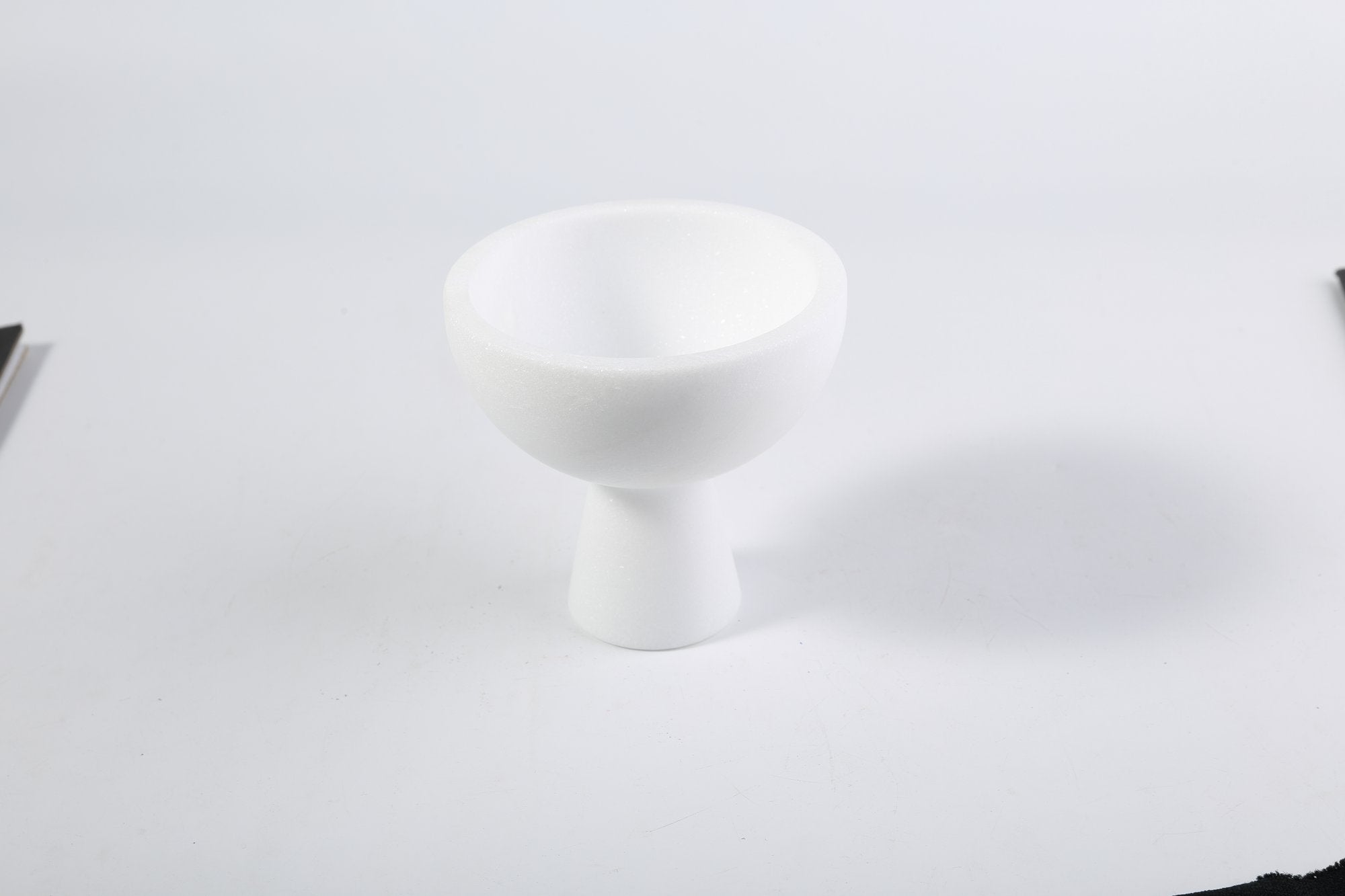 Koville natural marble storage cup 105 100 in Namib Bianco with lid on a vanity counter