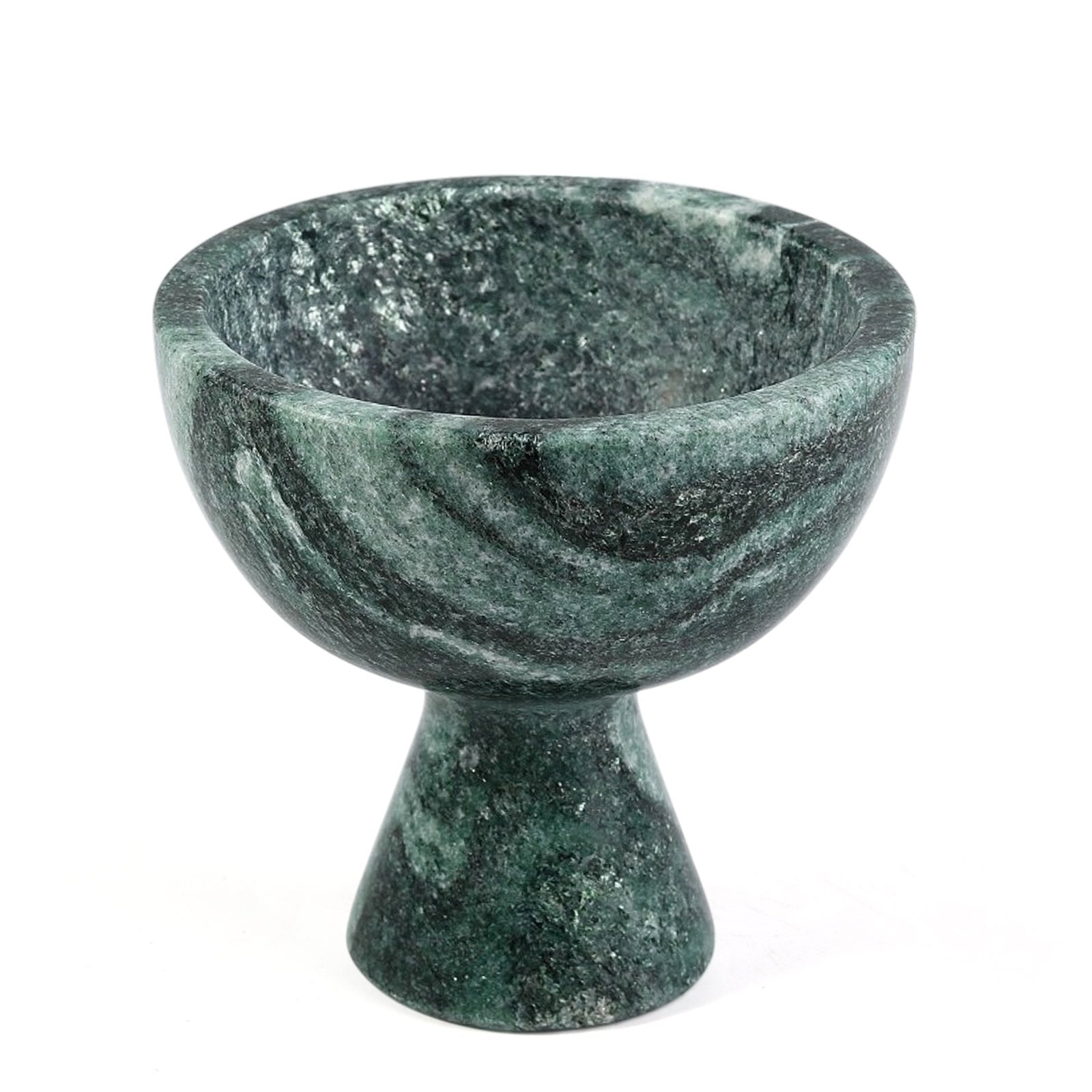 Koville natural marble storage cup 105 100 in Verde Lapponia with lid on a vanity counter