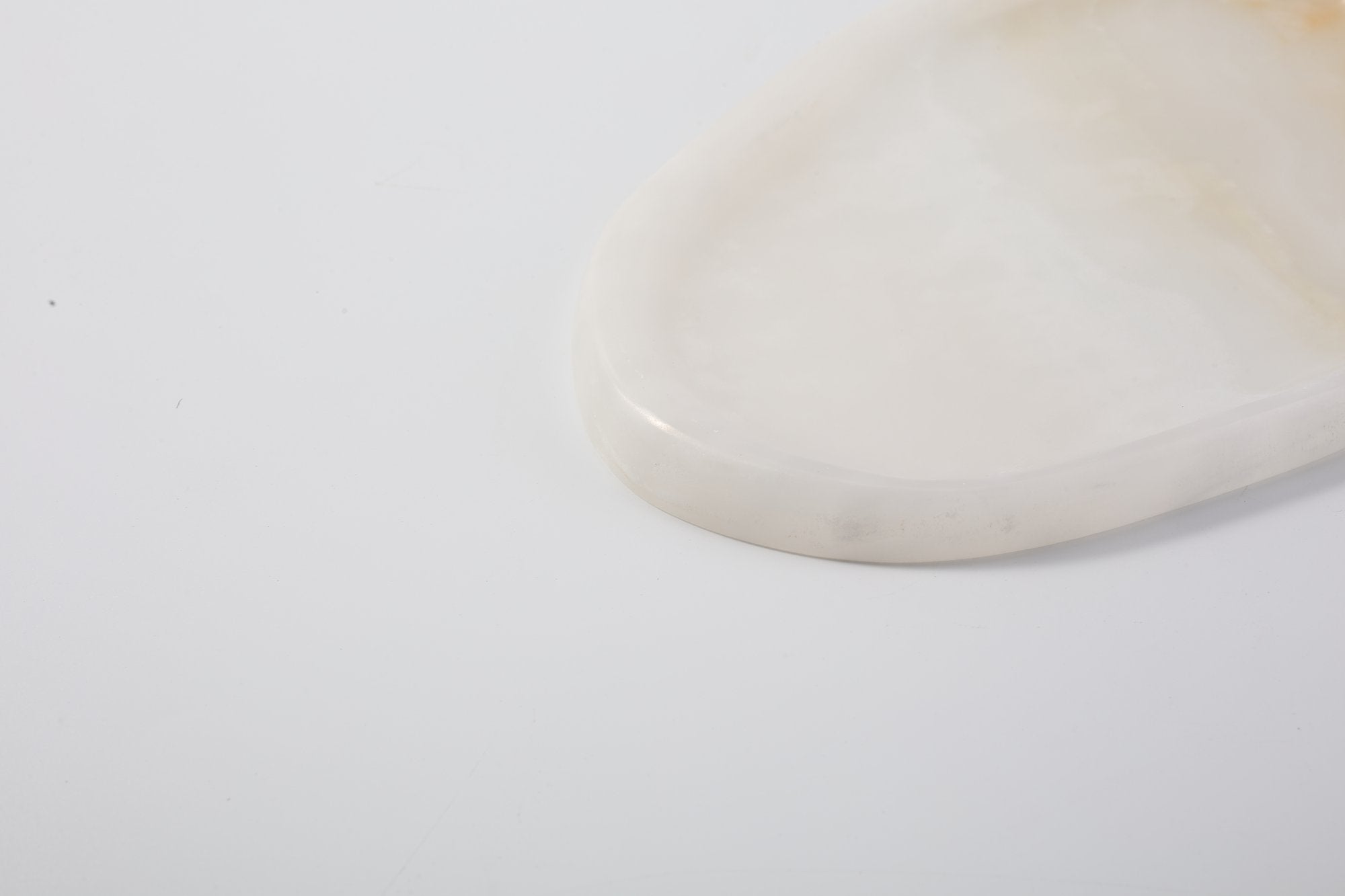 Koville lace edge storage tray for small items in White Onyx natural stone