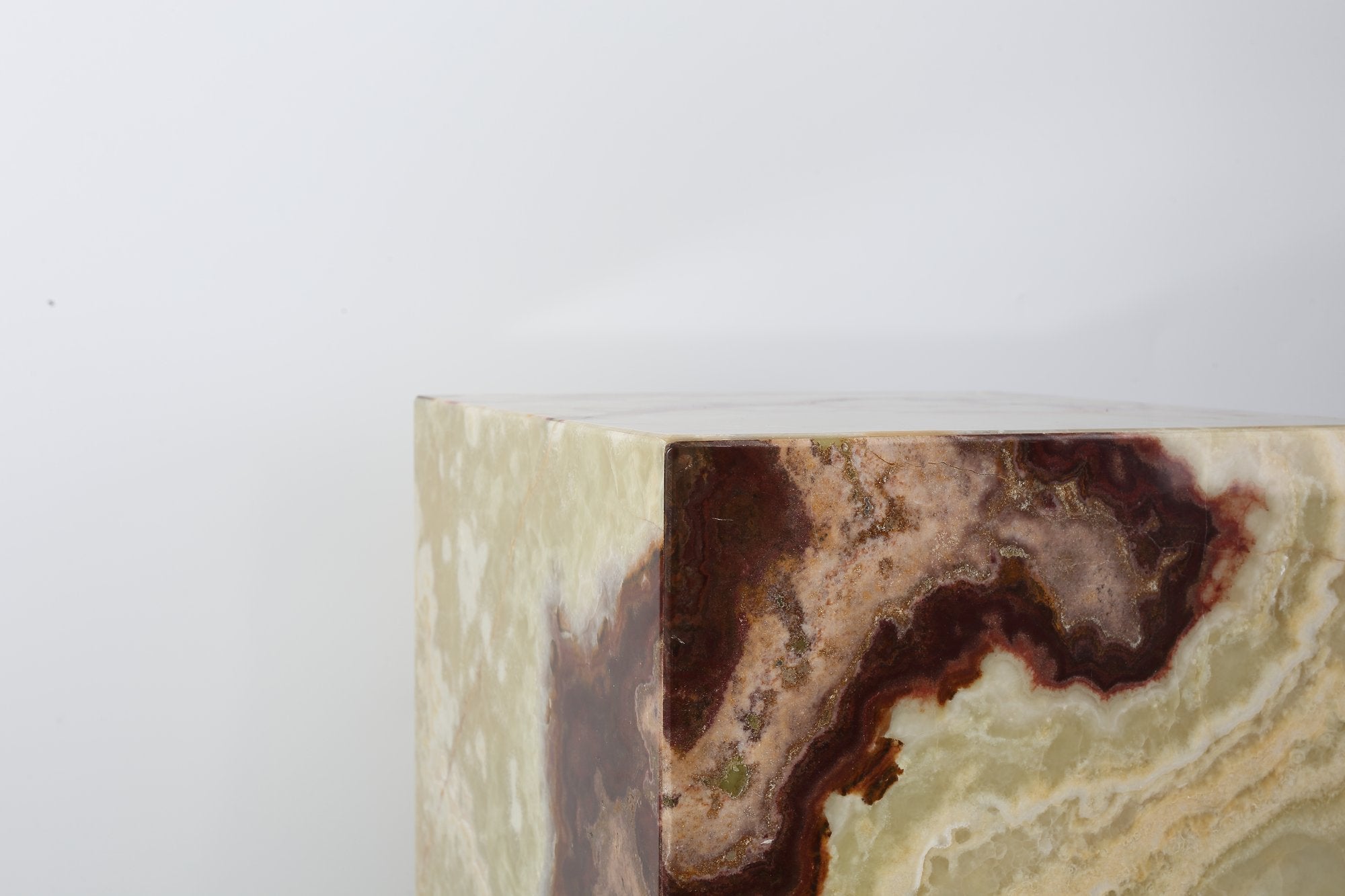 Koville Square Splicing Natural Stone Side Table in Green Onyx
