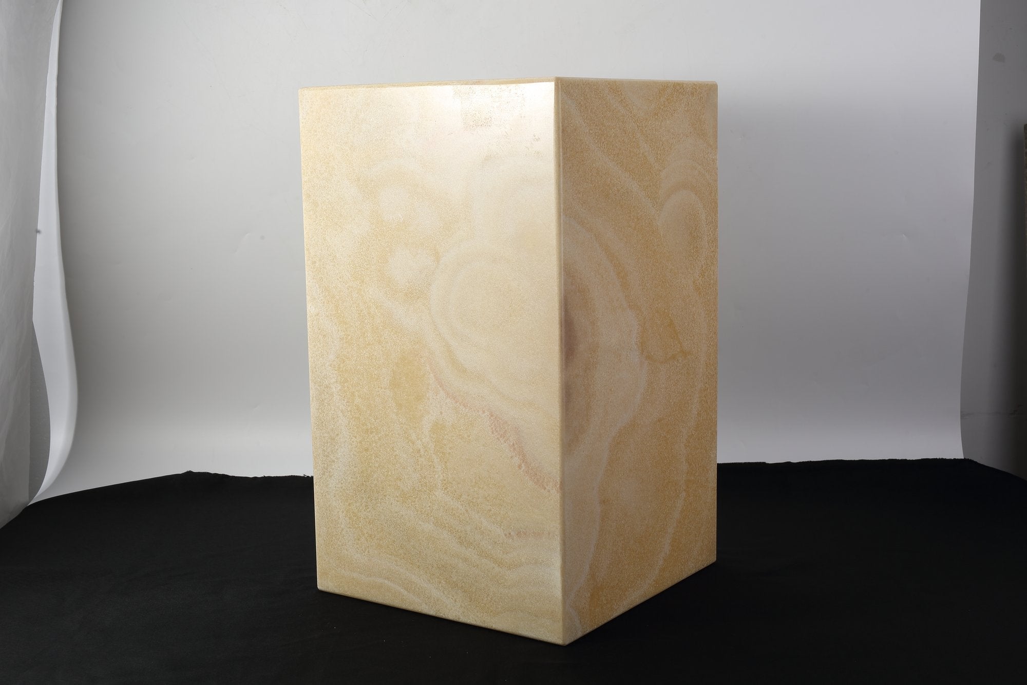 Koville Square Splicing Natural Stone Side Table in Orange Onyx