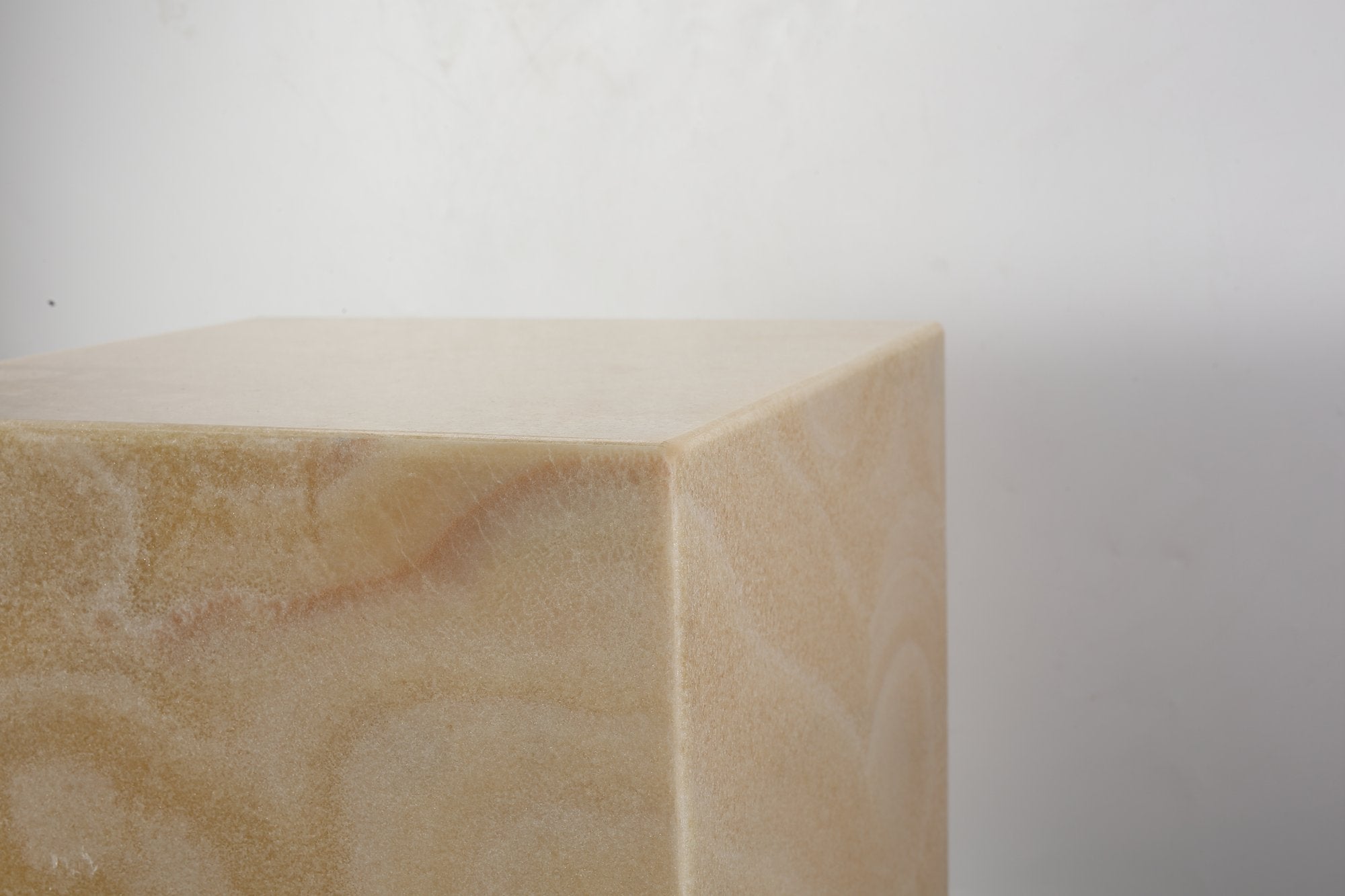 Koville Square Splicing Natural Stone Side Table in Orange Onyx