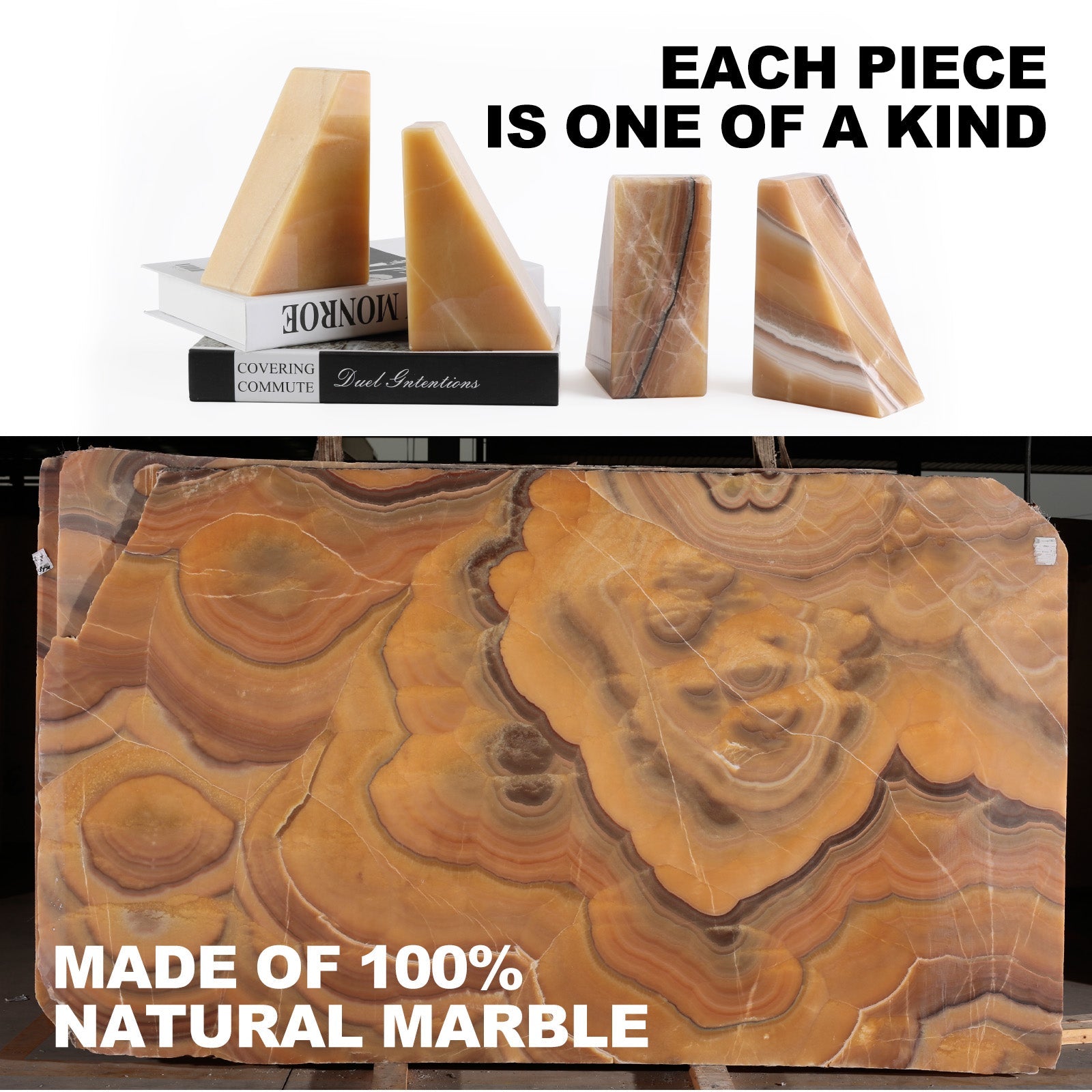 Koville Natural Stone Trapezoid Bookends in Five Sizes in natural stone, product view 29