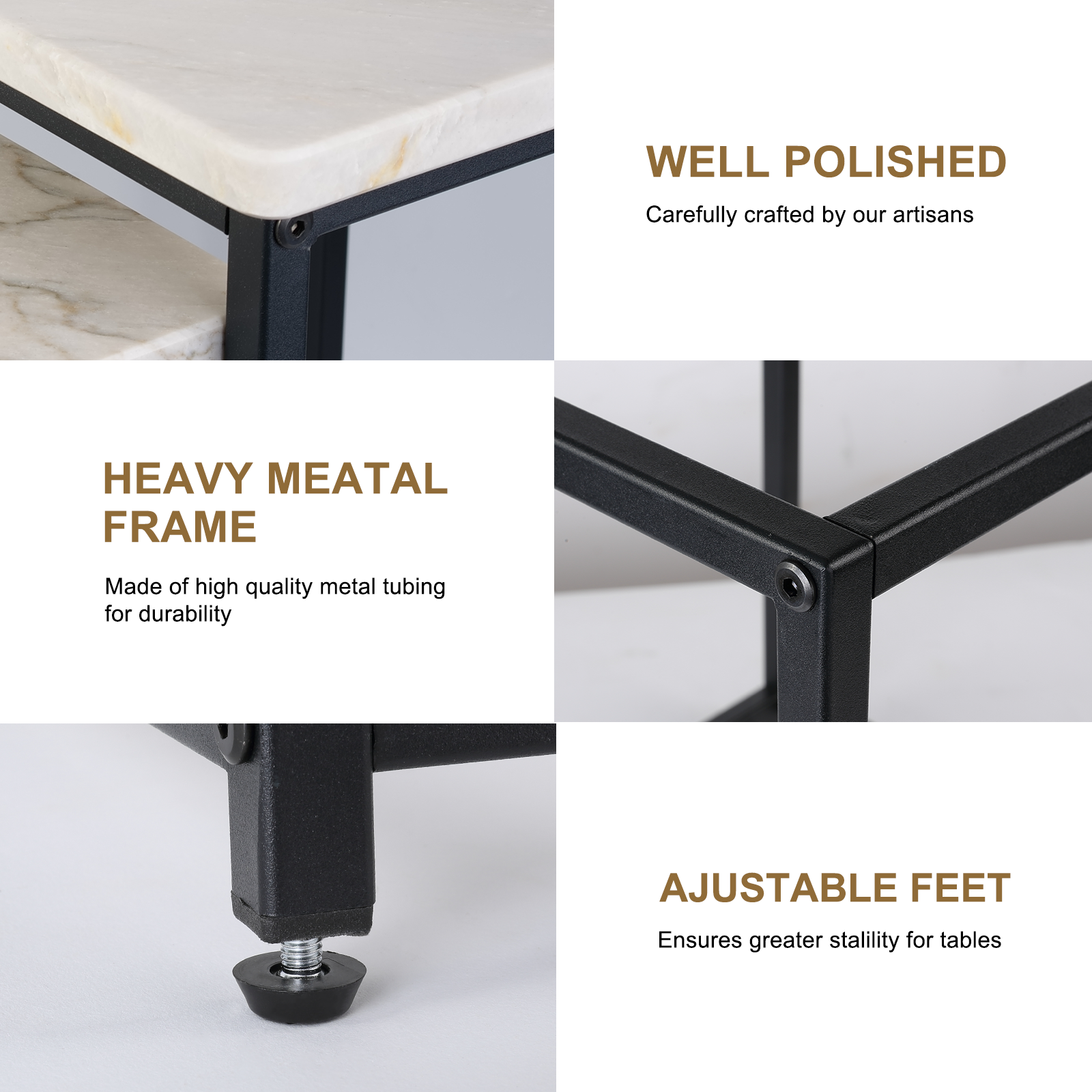 Koville Natural Stone Side Table Set in White Macaubas