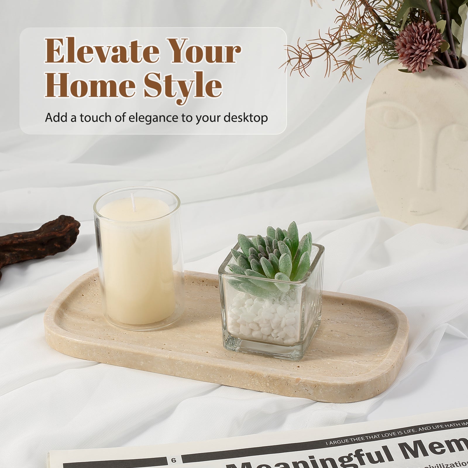 Koville Natural Stone One-Piece Square Trays in Light BeigeTravertine, product view 187
