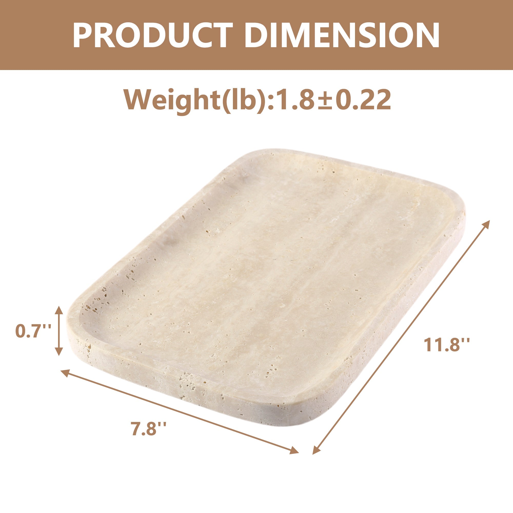 Koville Natural Stone One-Piece Square Trays in Travertino Romano, product view 206