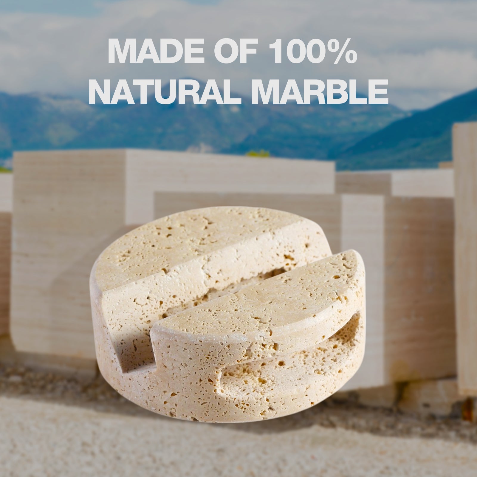 Koville Natural Stone Round Phone Holder for Desks - 90 in natural stone, product view 7