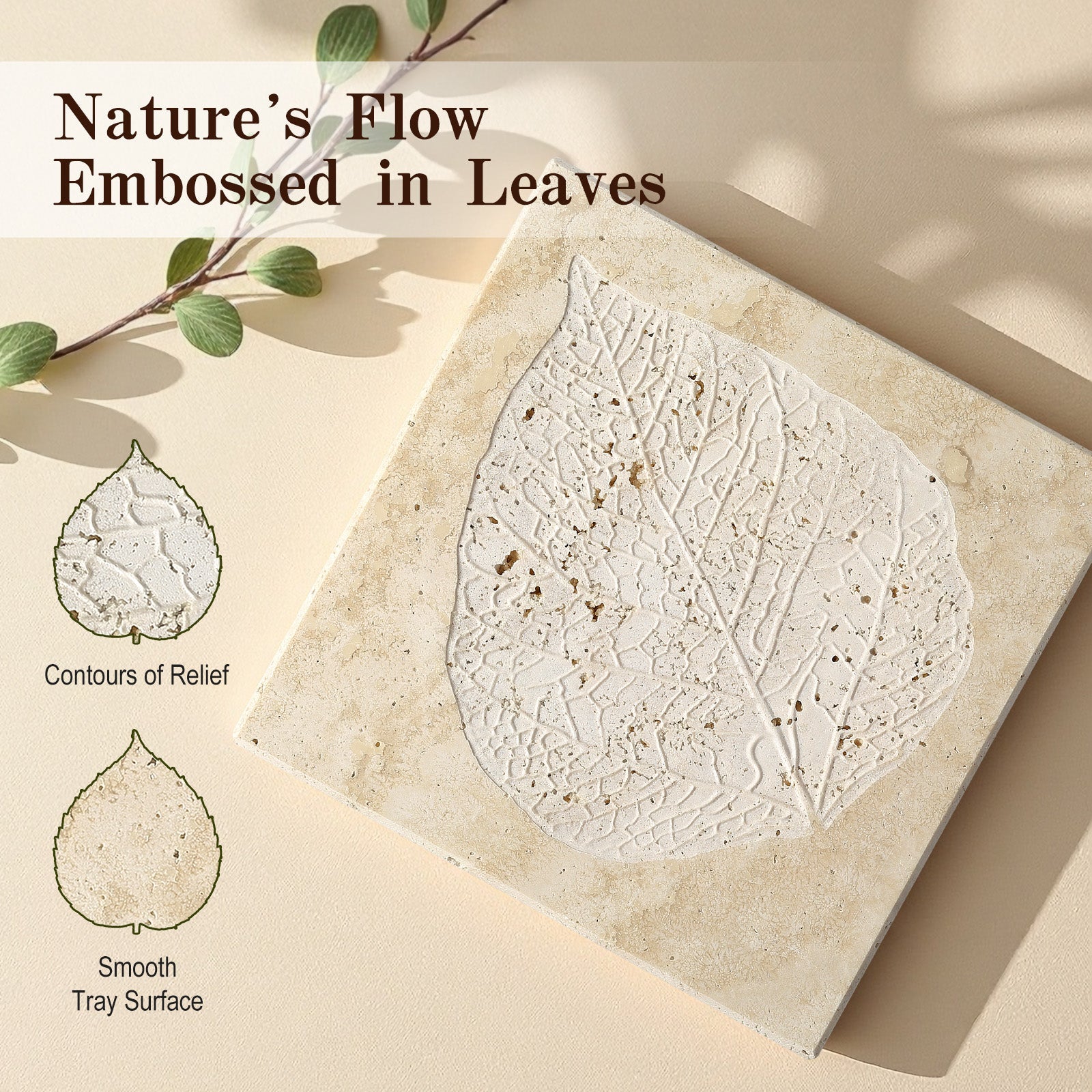 Koville Natural Stone Bas Relief Decorative Tray for Tabletop Styling in Natural Stone - material detail