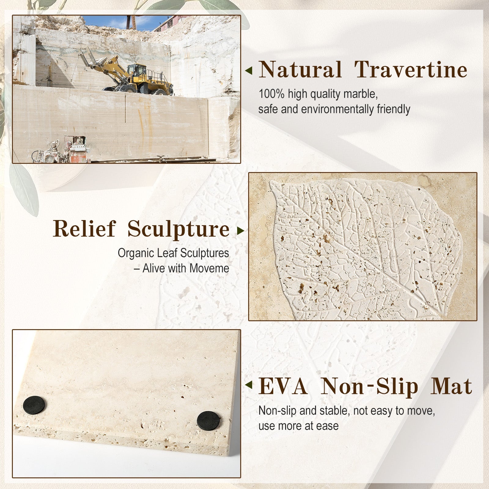 Koville Natural Stone Bas Relief Decorative Tray for Tabletop Styling in Natural Stone - decorative form