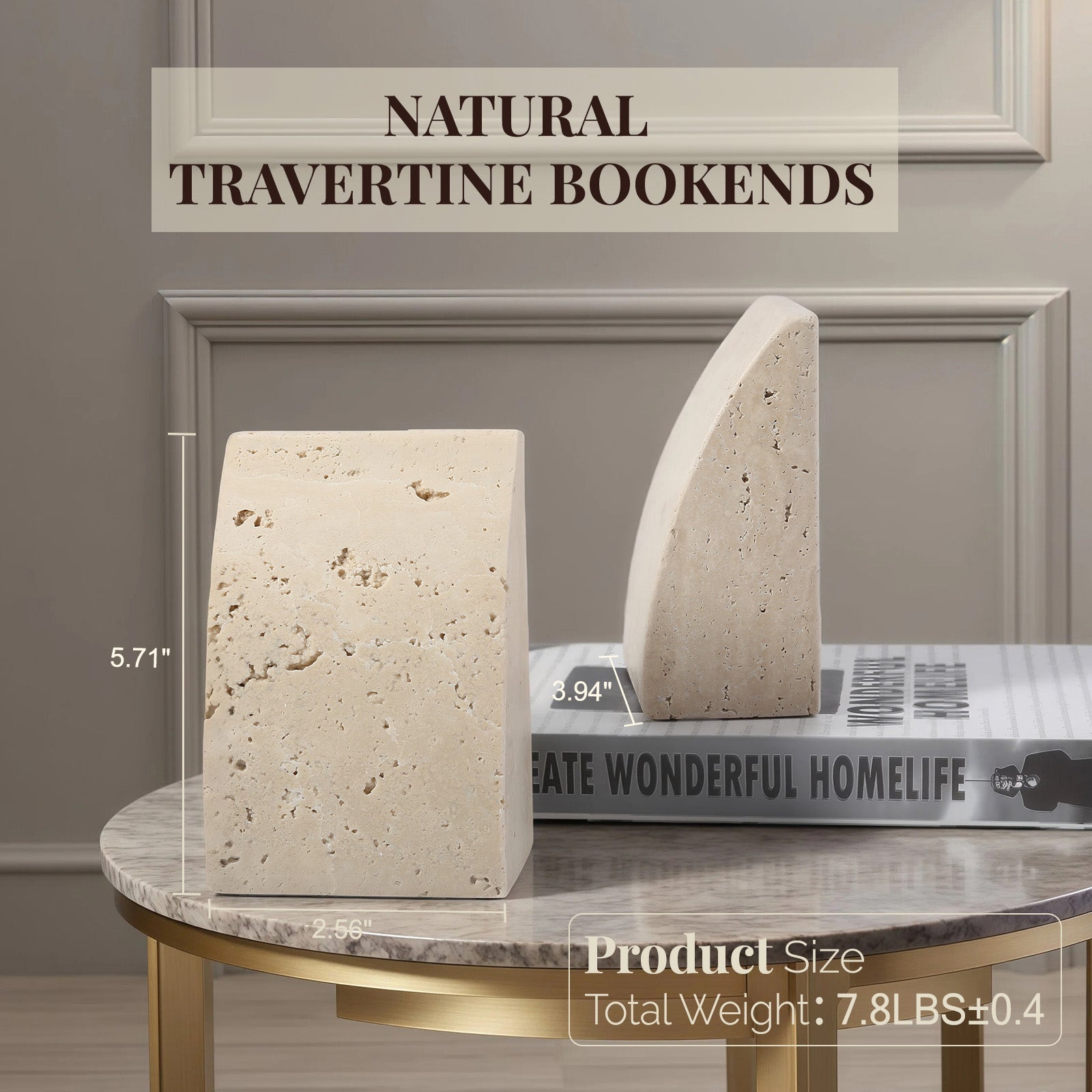 Koville Natural Stone Sailboat Bookend Set for Shelf Styling in Natural Stone - material detail