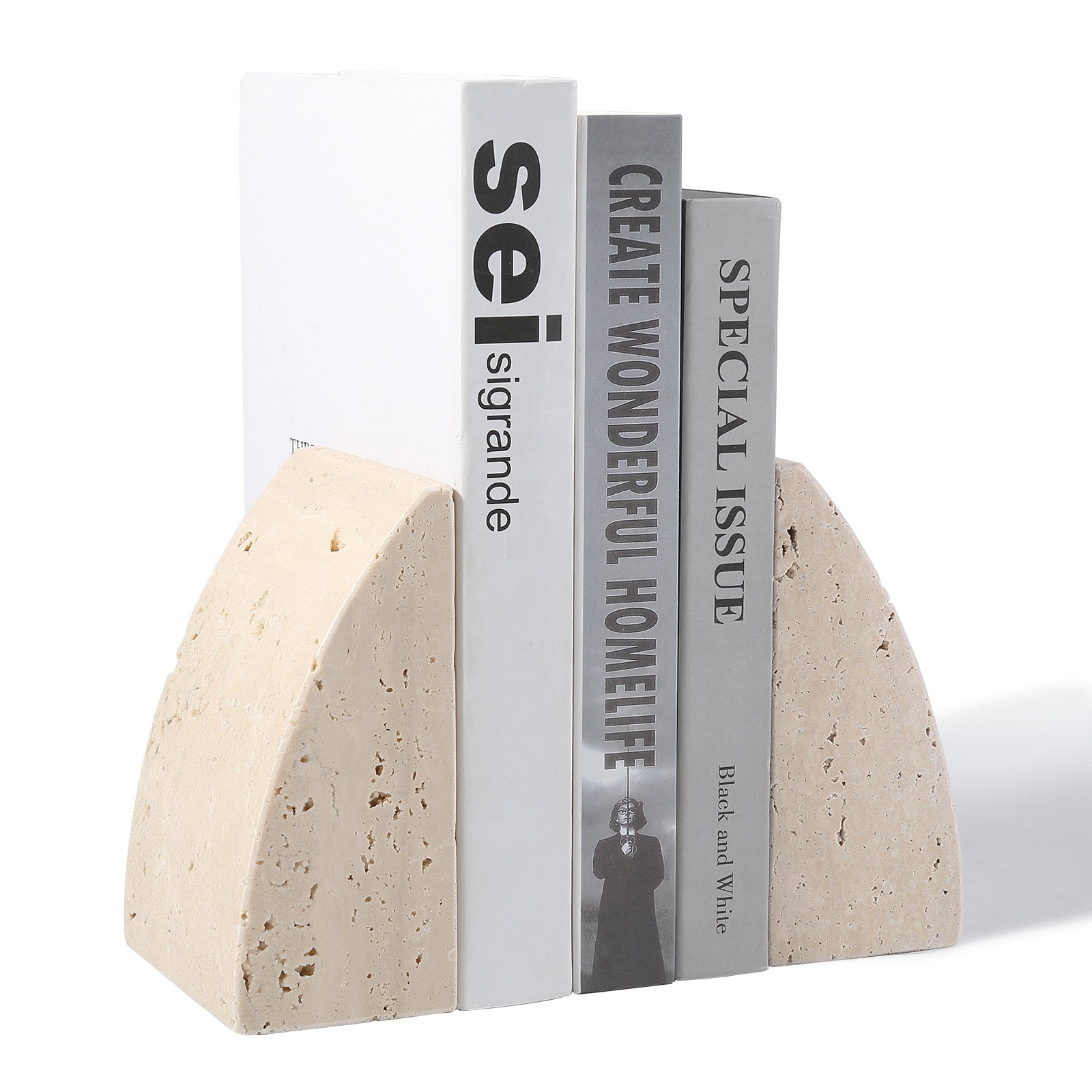 Koville Natural Stone Sailboat Bookend Set for Shelf Styling in Natural Stone - decorative form