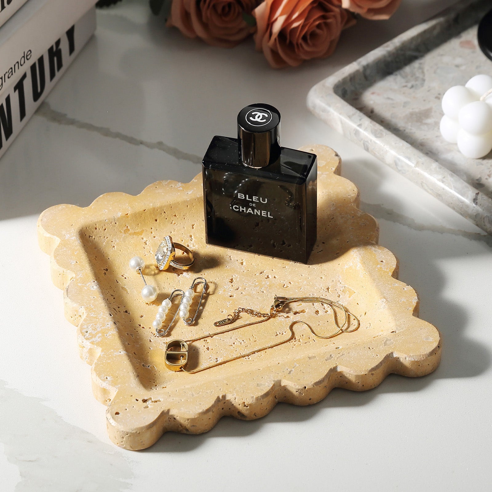Koville Natural Stone Jewelry Trays in Golden Travertine, product view 27