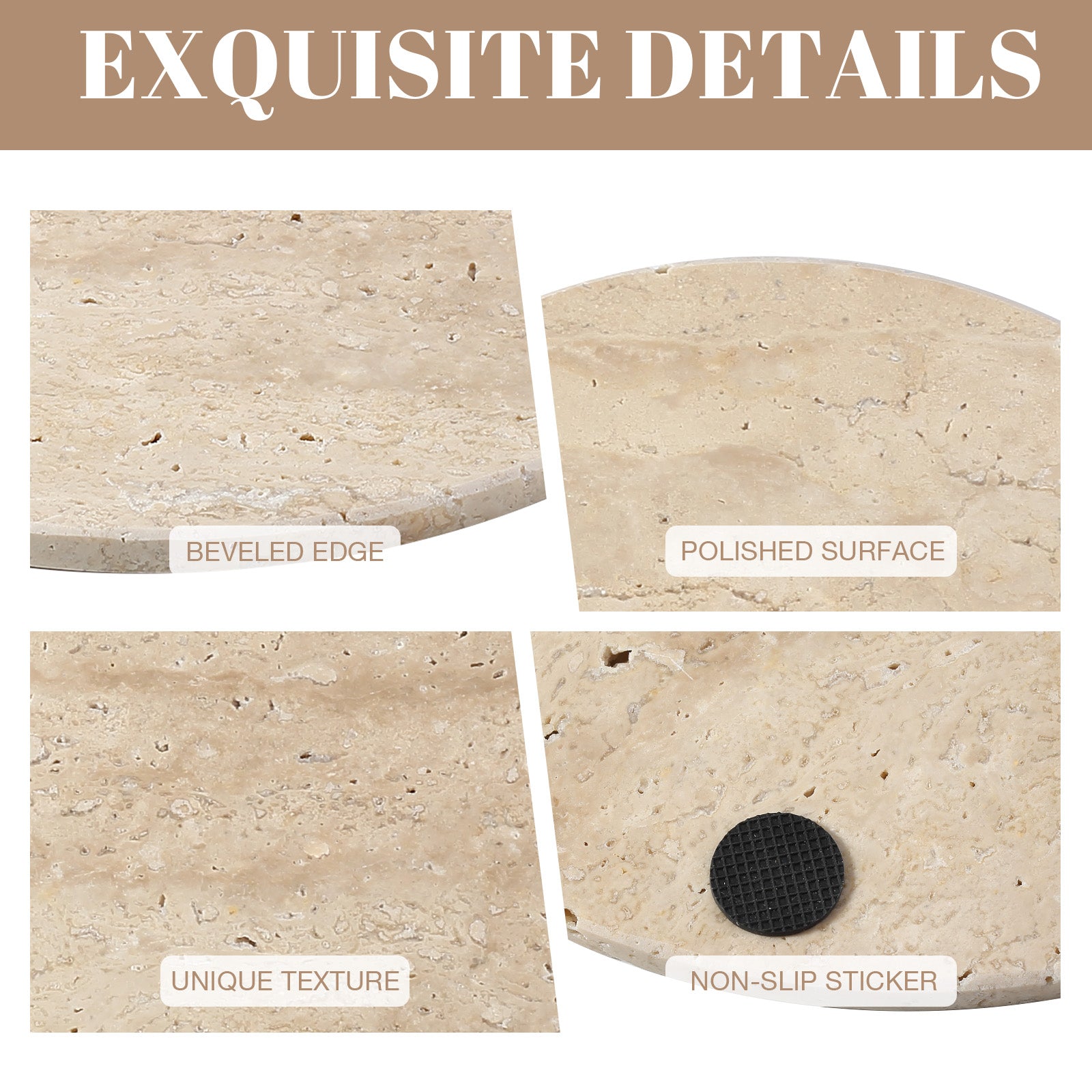 Koville Natural Stone Square Storage Tray for Everyday Use - 250 in natural stone, product view 3