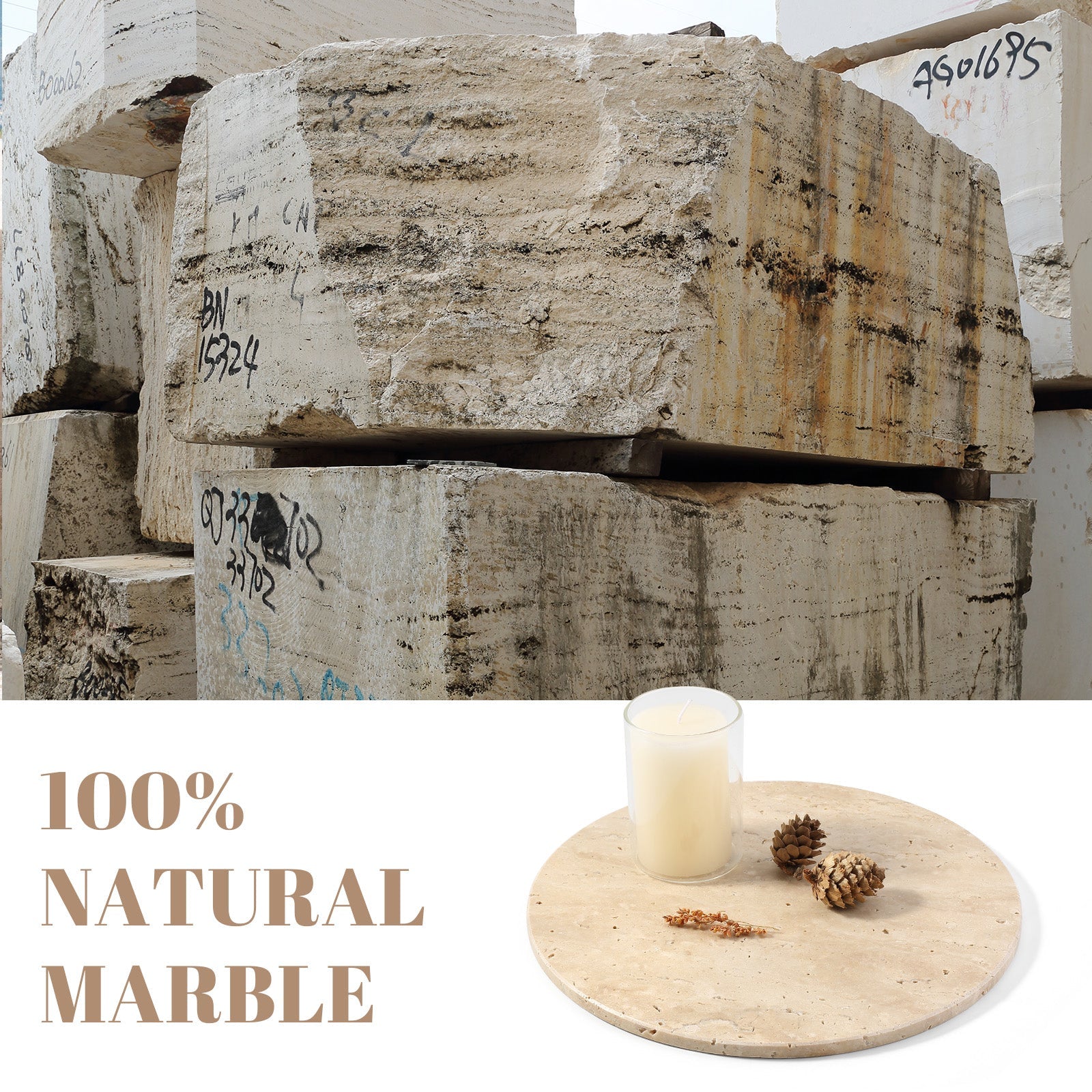 Koville Natural Stone Square Storage Tray for Everyday Use - 250 in natural stone, product view 5