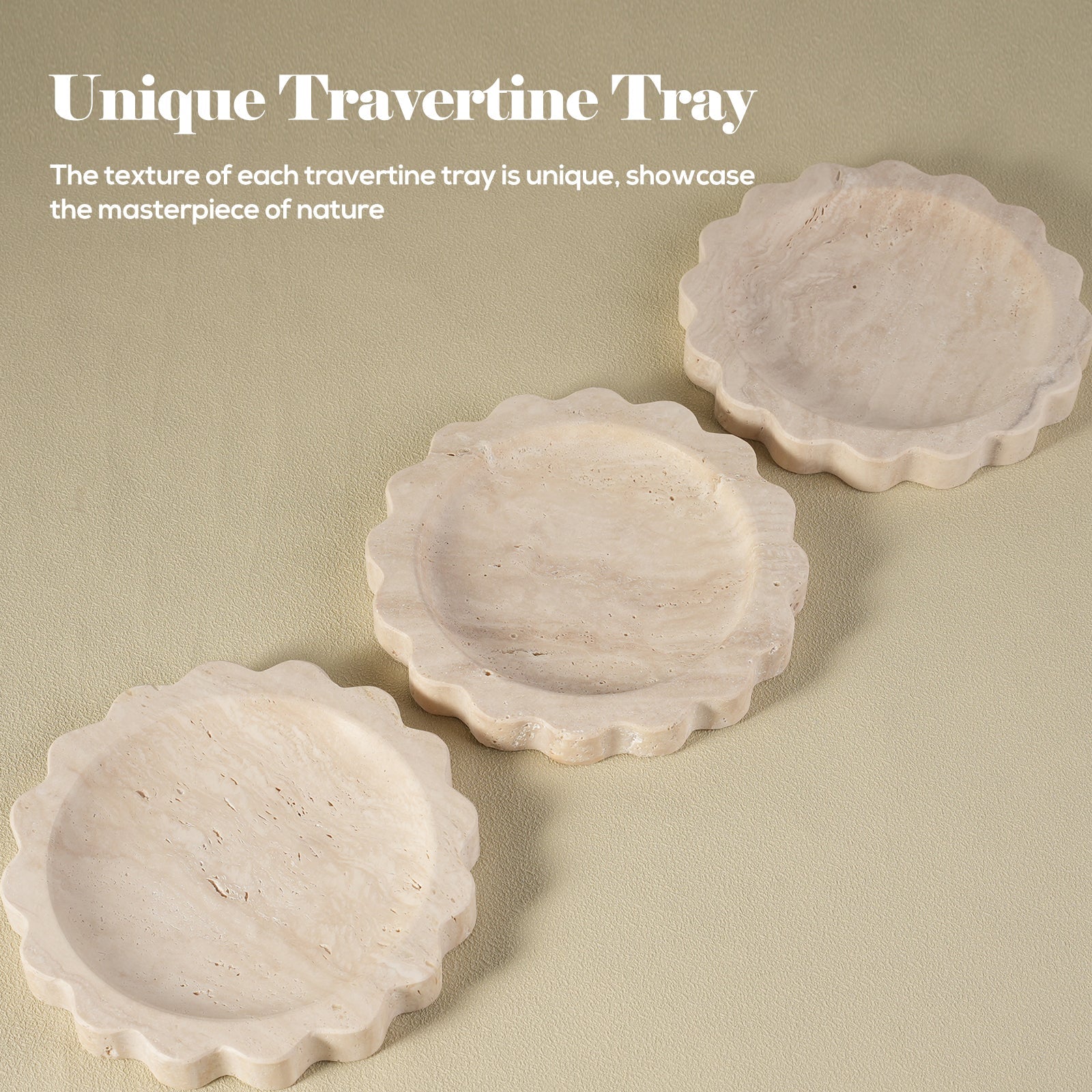 Koville Natural Travertine Wavy Edge Storage Tray for Small Items in Travertine - material detail