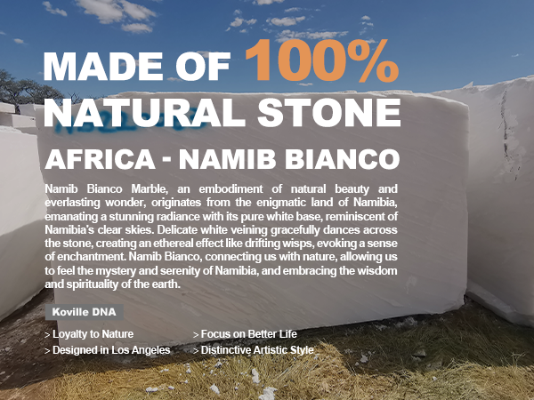 Koville Natural Marble Rectangle Pastry Board-Namib Bianco