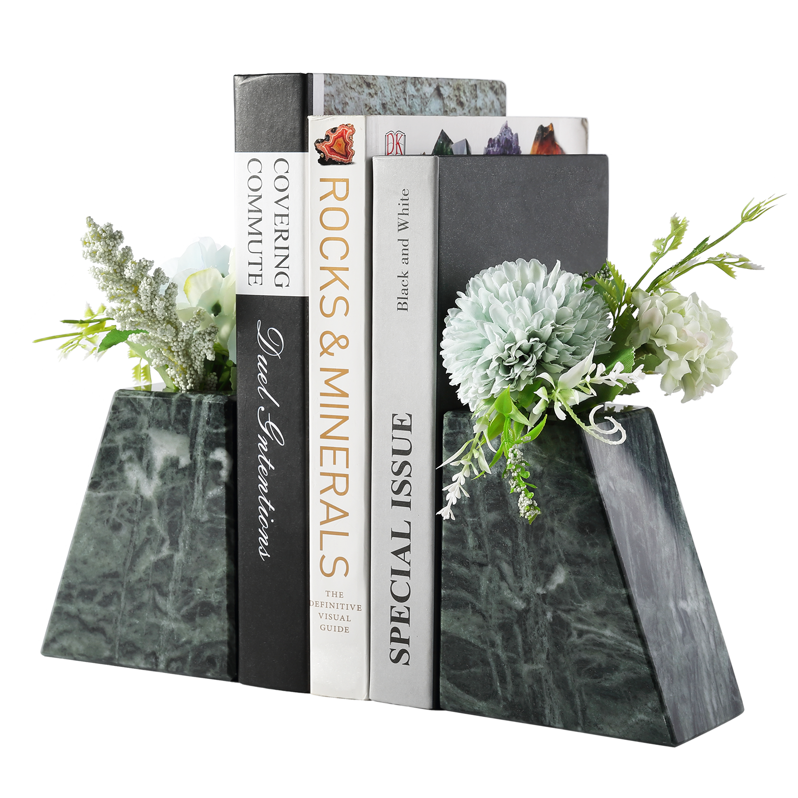 Trapezoid Vase Bookends - Marble (Indian Green)
