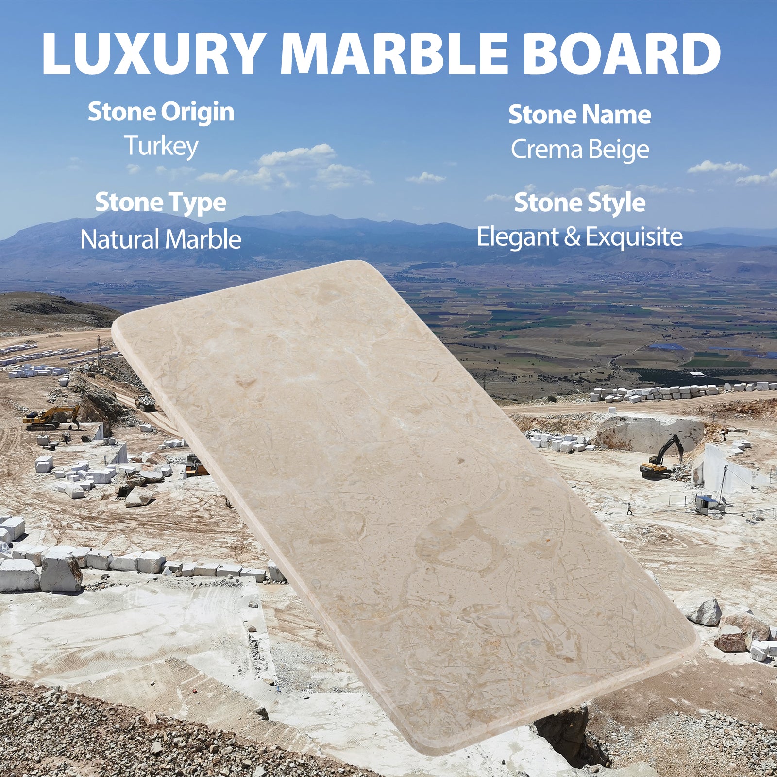 Rectangular Storage Tray - Marble (Crema Beige)