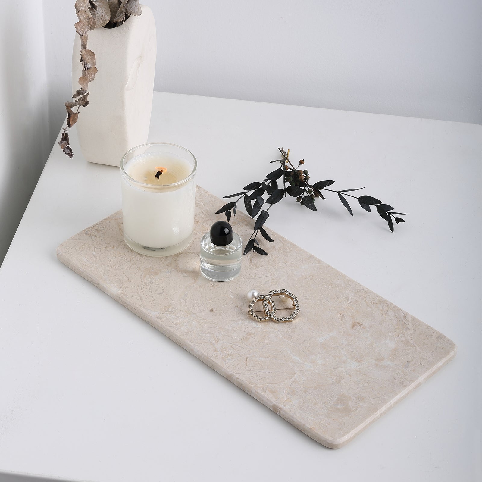 Rectangular Storage Tray - Marble (Crema Beige)