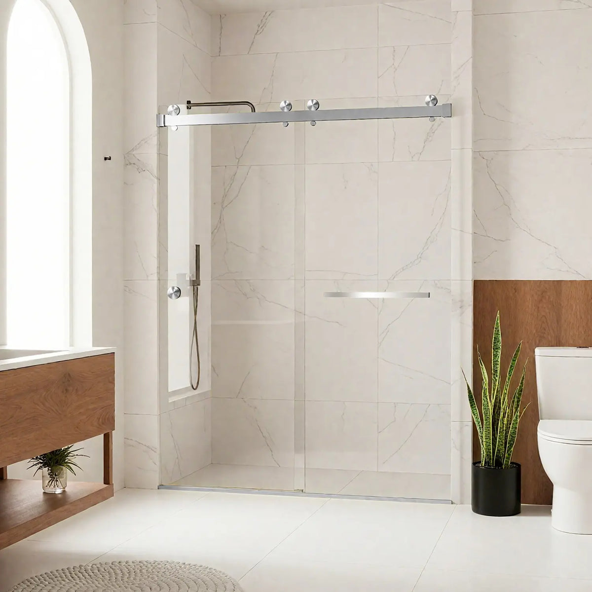 Koville frameless sliding shower door with chrome hardware, 56–60 x 76 in.