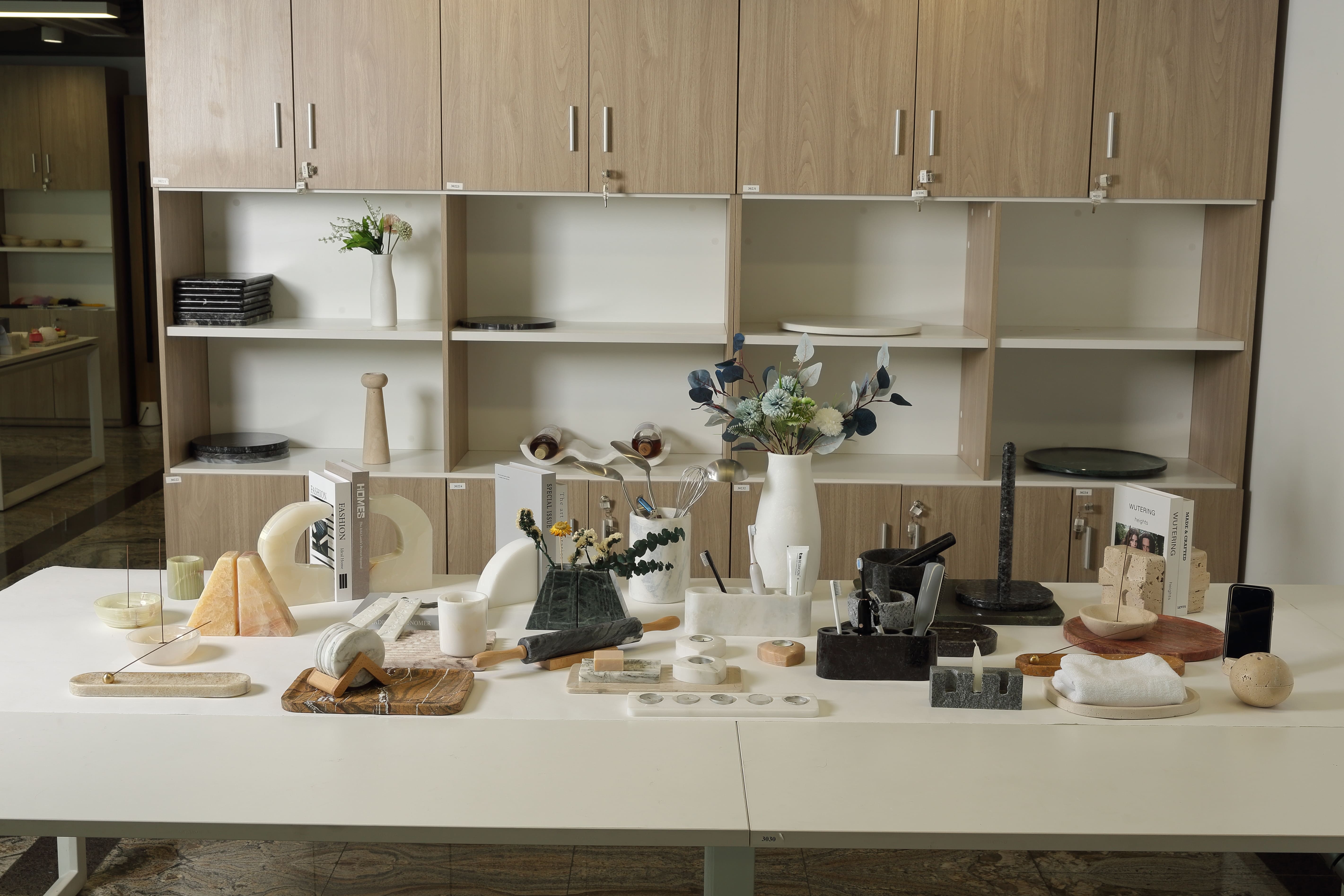Koville natural stone decor accents displayed in modern luxury home interior