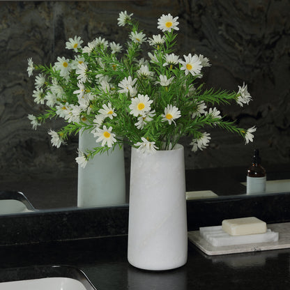 Koville Natural Marble Vase 3.77", Cylindrical-Namib Bianco