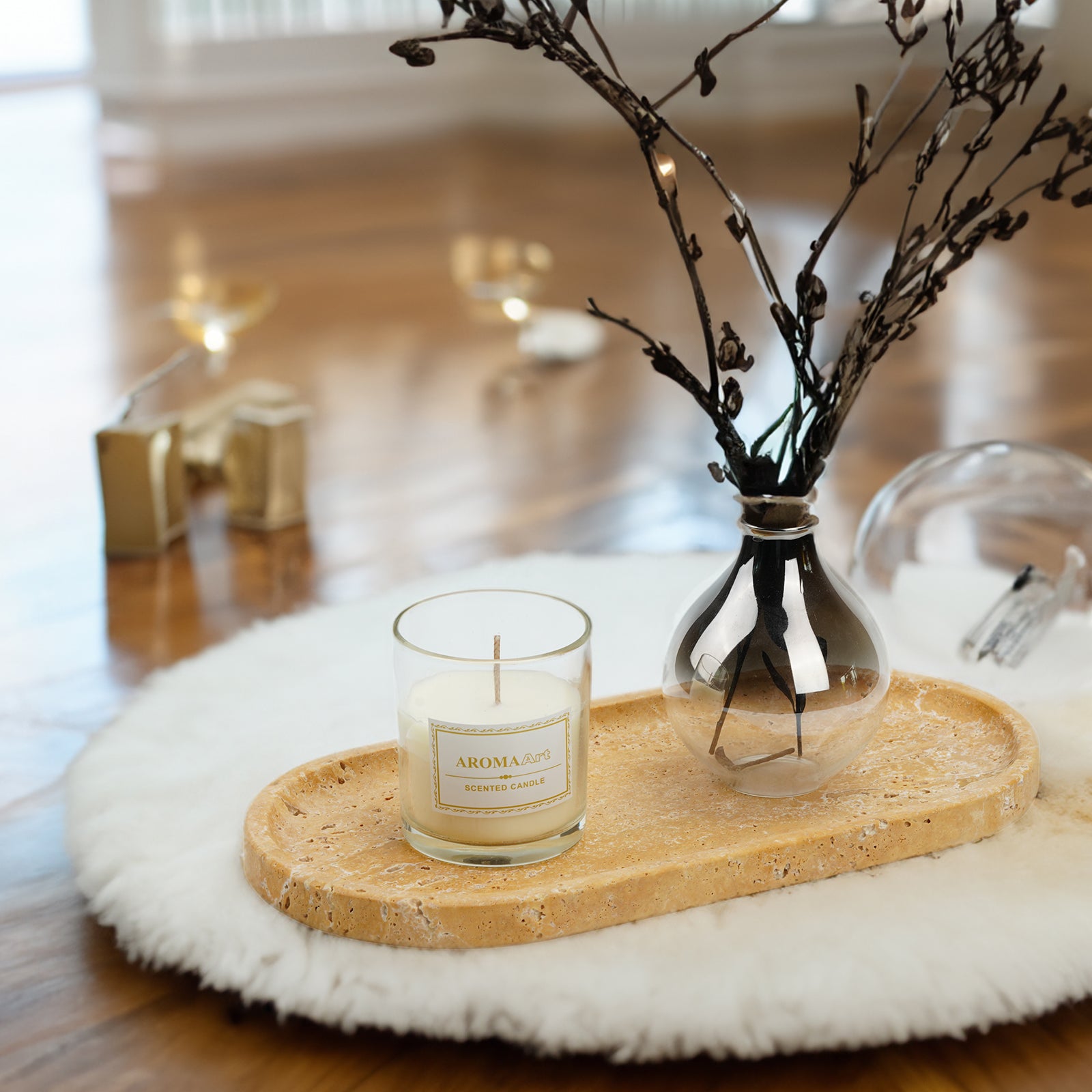 Race Track Tray - Golden (Travertine)