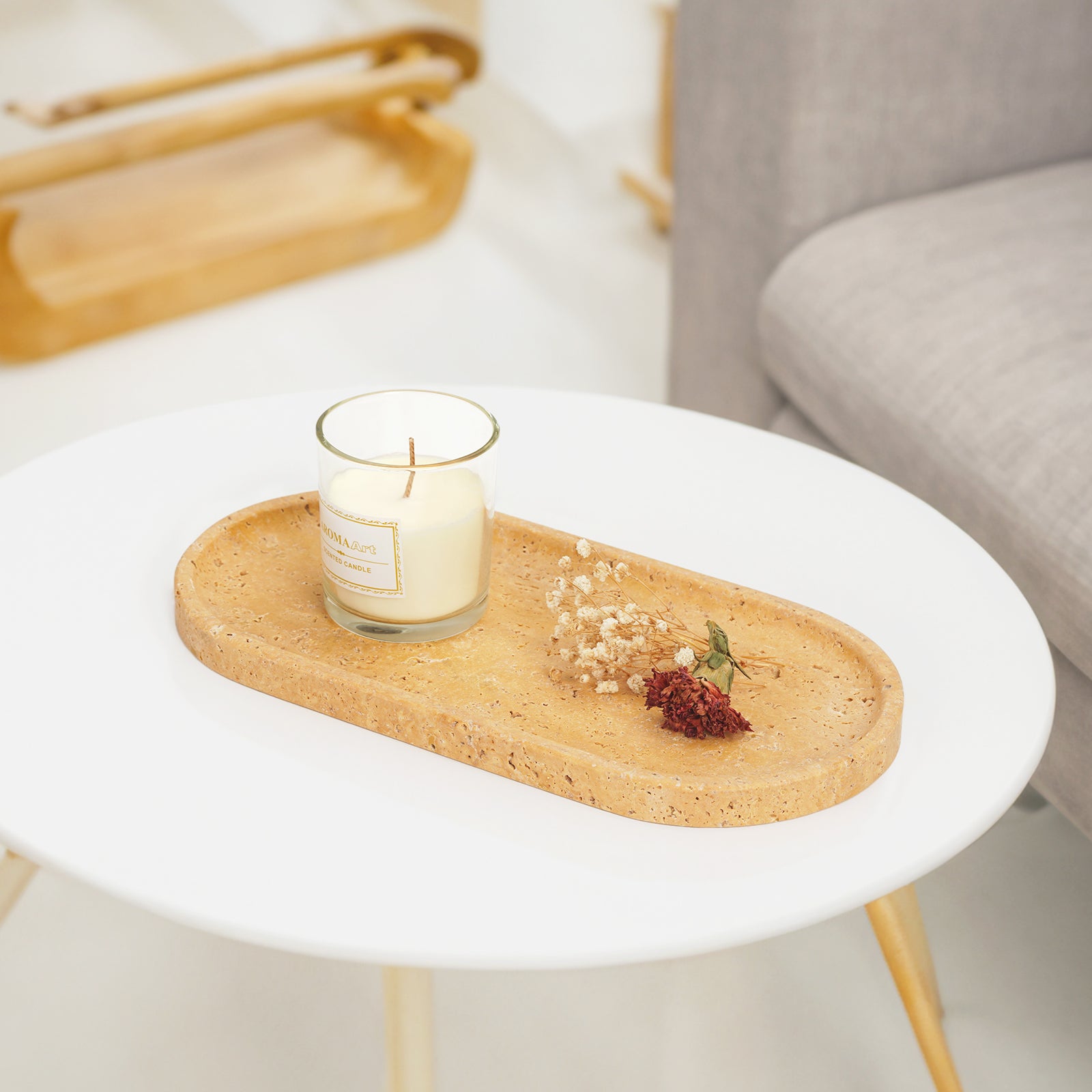 Race Track Tray - Golden (Travertine)