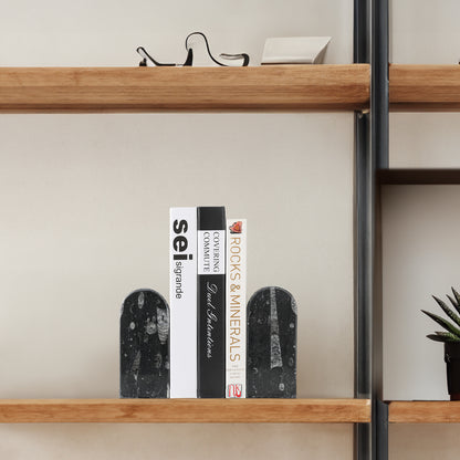 Triumphal Arch Bookends Medium - Granite (Black Fossil