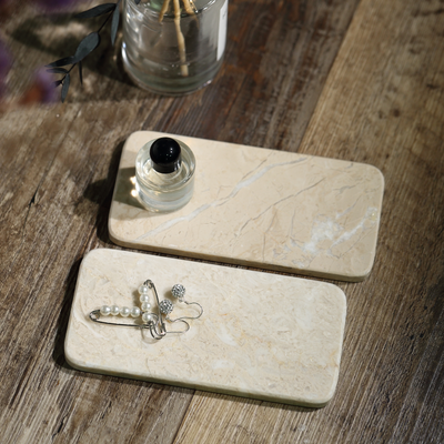 Koville Beige Rectangular Serving Tray – Natural Warmth and Timeless Calm · Natural Pattern A