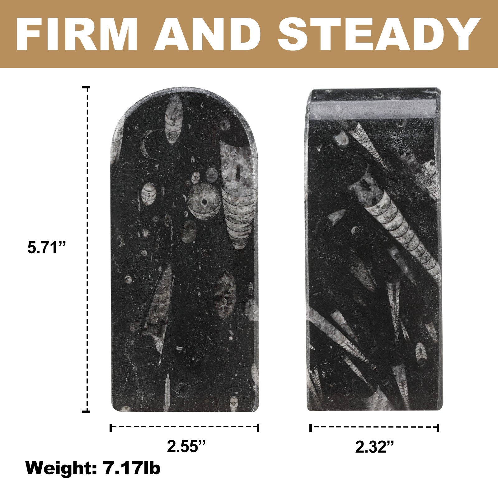 Triumphal Arch Bookends Medium - Granite (Black Fossil