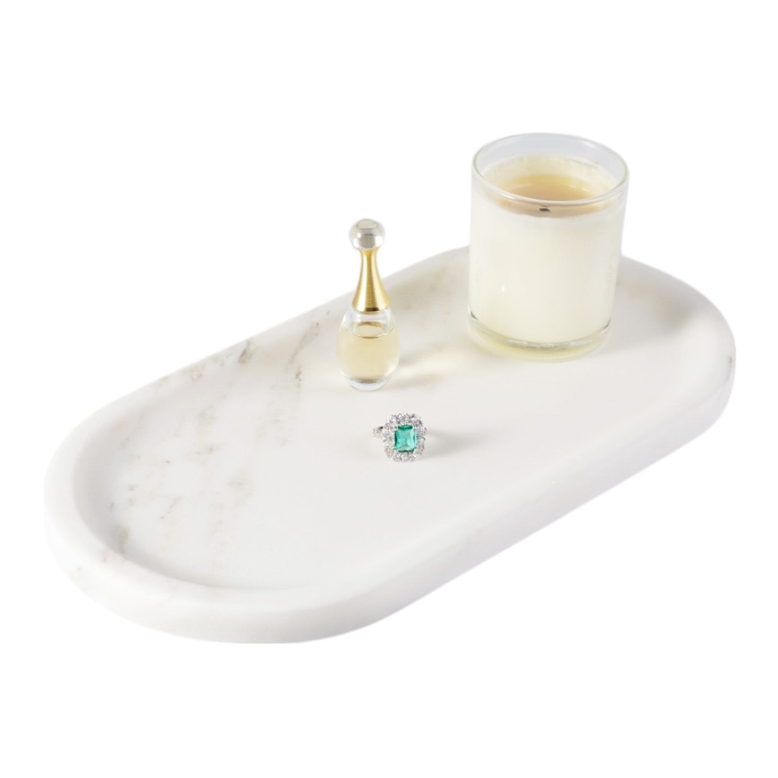 Koville white oval tray in natural stone